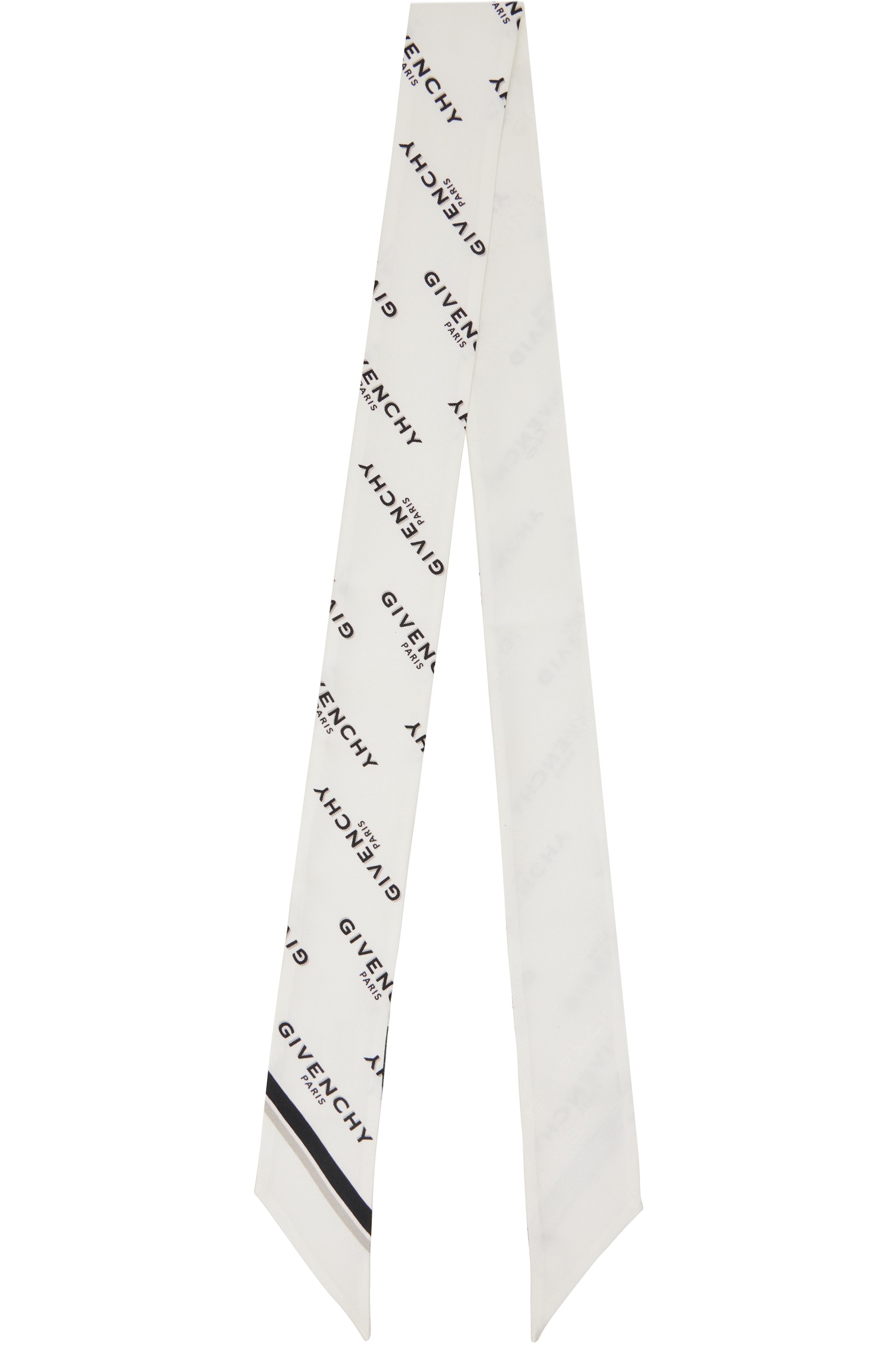 Givenchy - White 'Givenchy Shadow' Bicolor Bandeau Silk Scarf