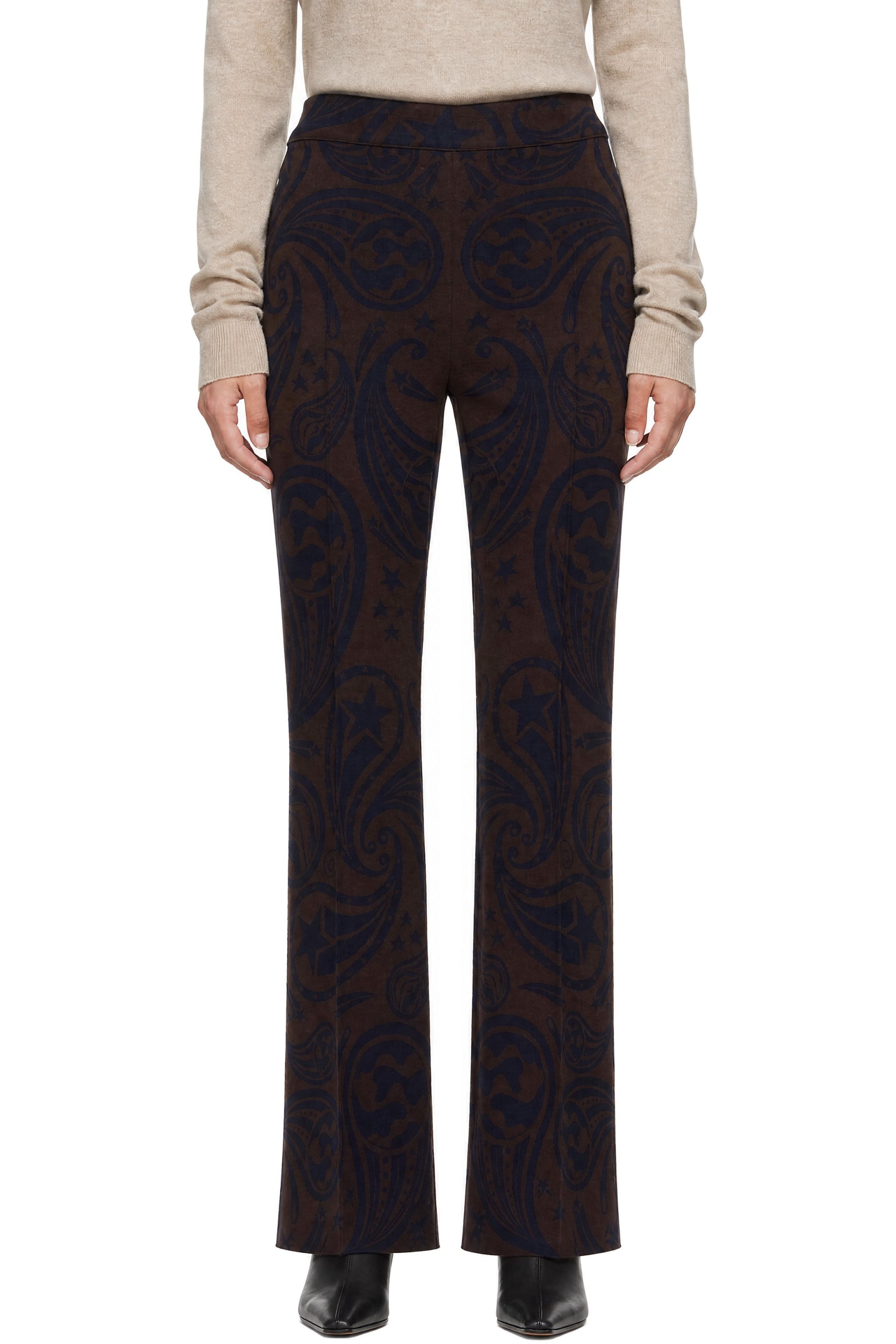 High Sport - Brown Cosmic Paisley Kick Trousers