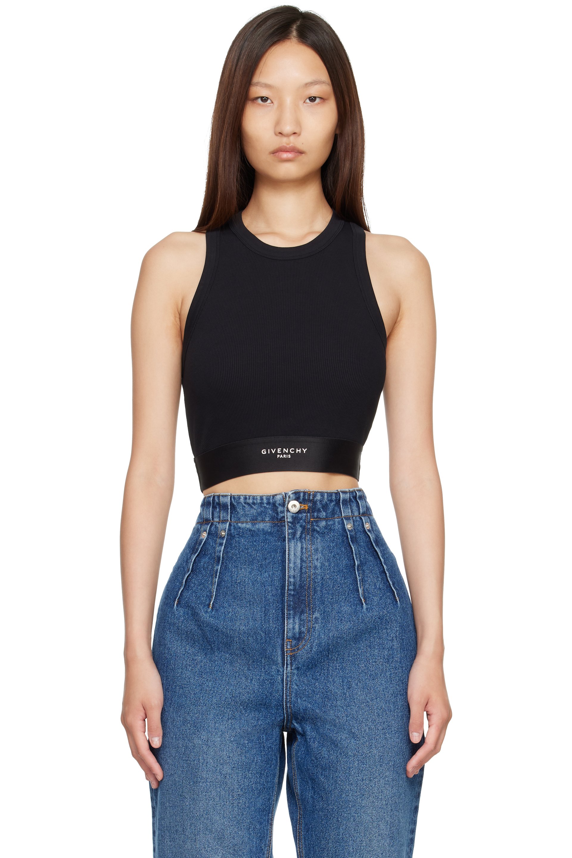Givenchy - Black Cropped Cotton Tank Top