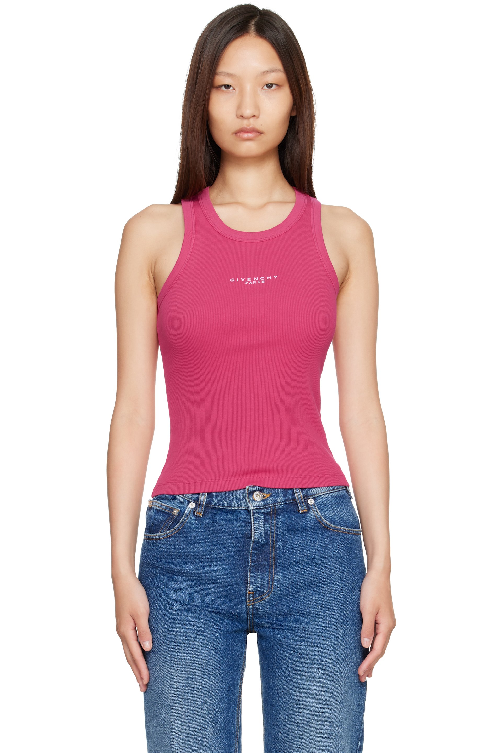 Givenchy - Débardeur ajusté rose à logo