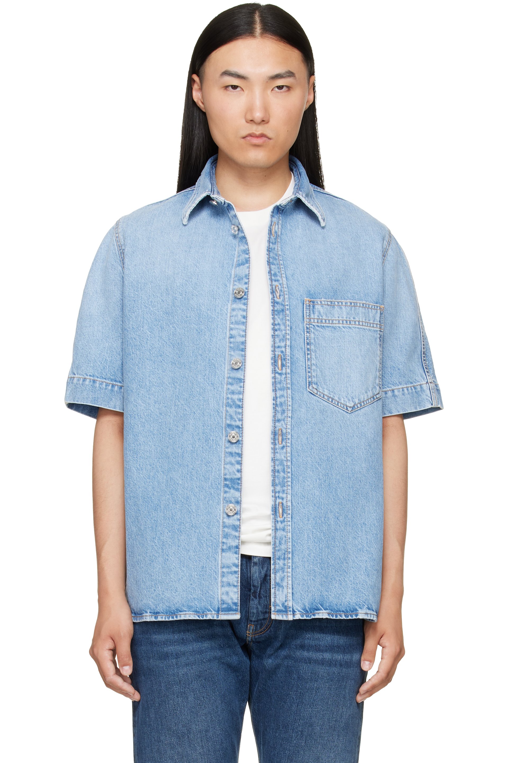 Givenchy - Blue Couture Seam Denim Shirt