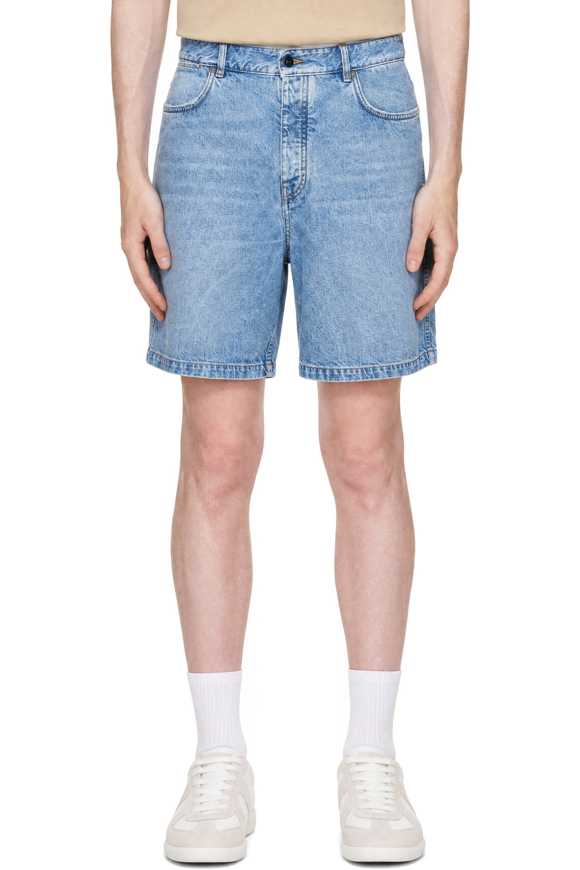 Givenchy - Blue Denim Couture Seam Bermuda Shorts