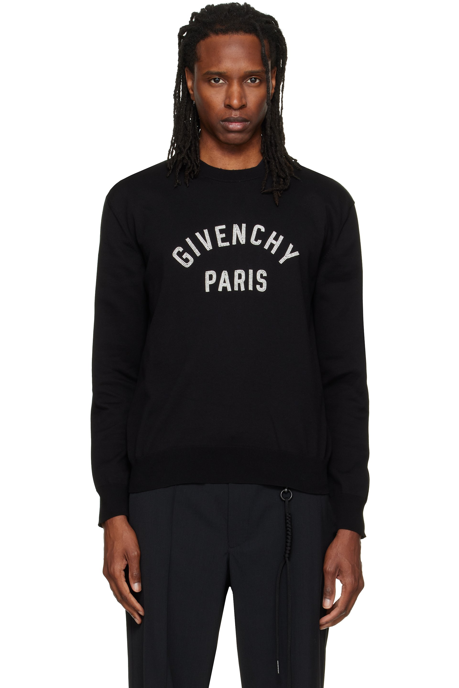 Givenchy - Black 'Givenchy Paris' Pearl Embroidery Sweater