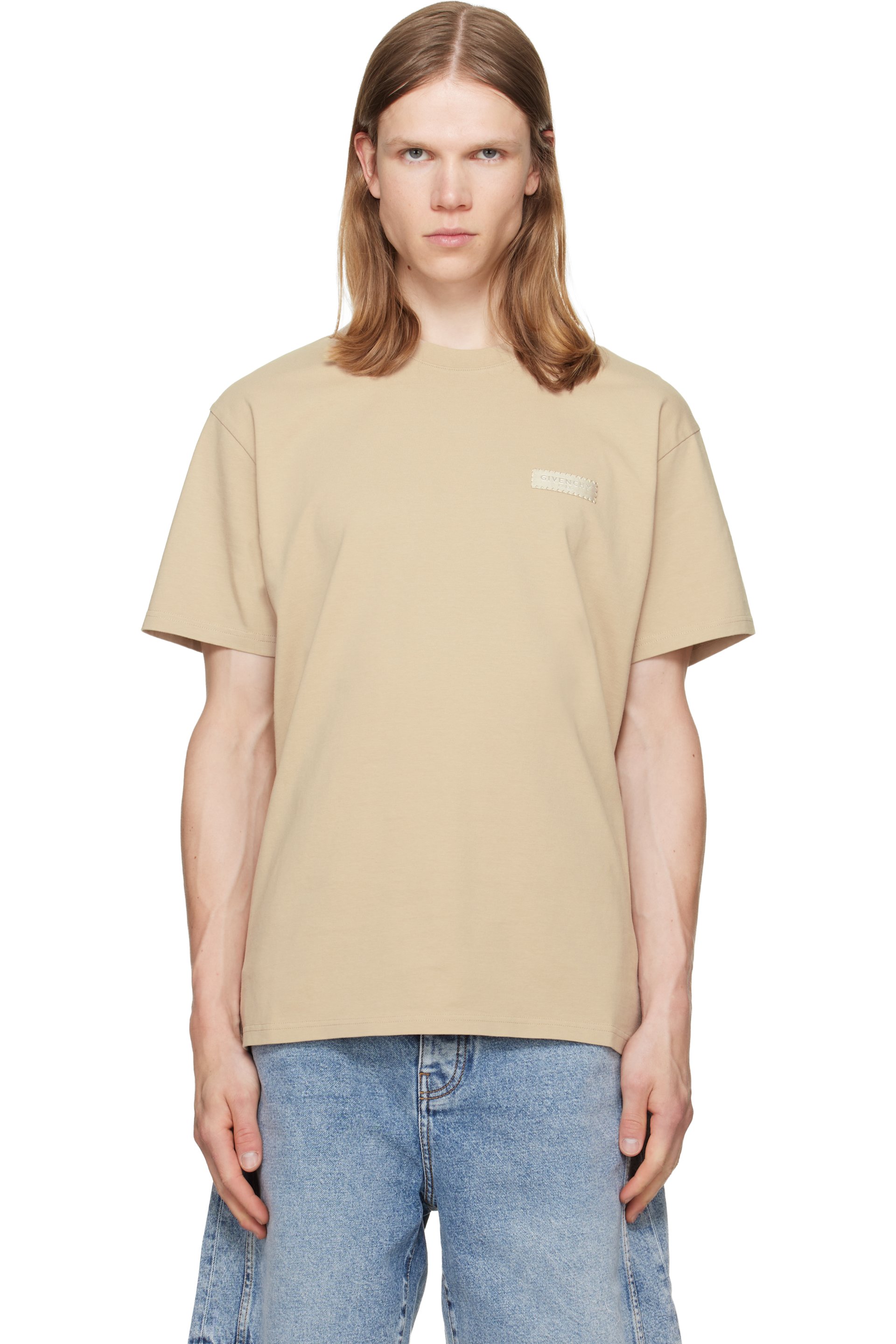 Givenchy - Beige 'Givenchy Paris' Grosgrain T-shirt