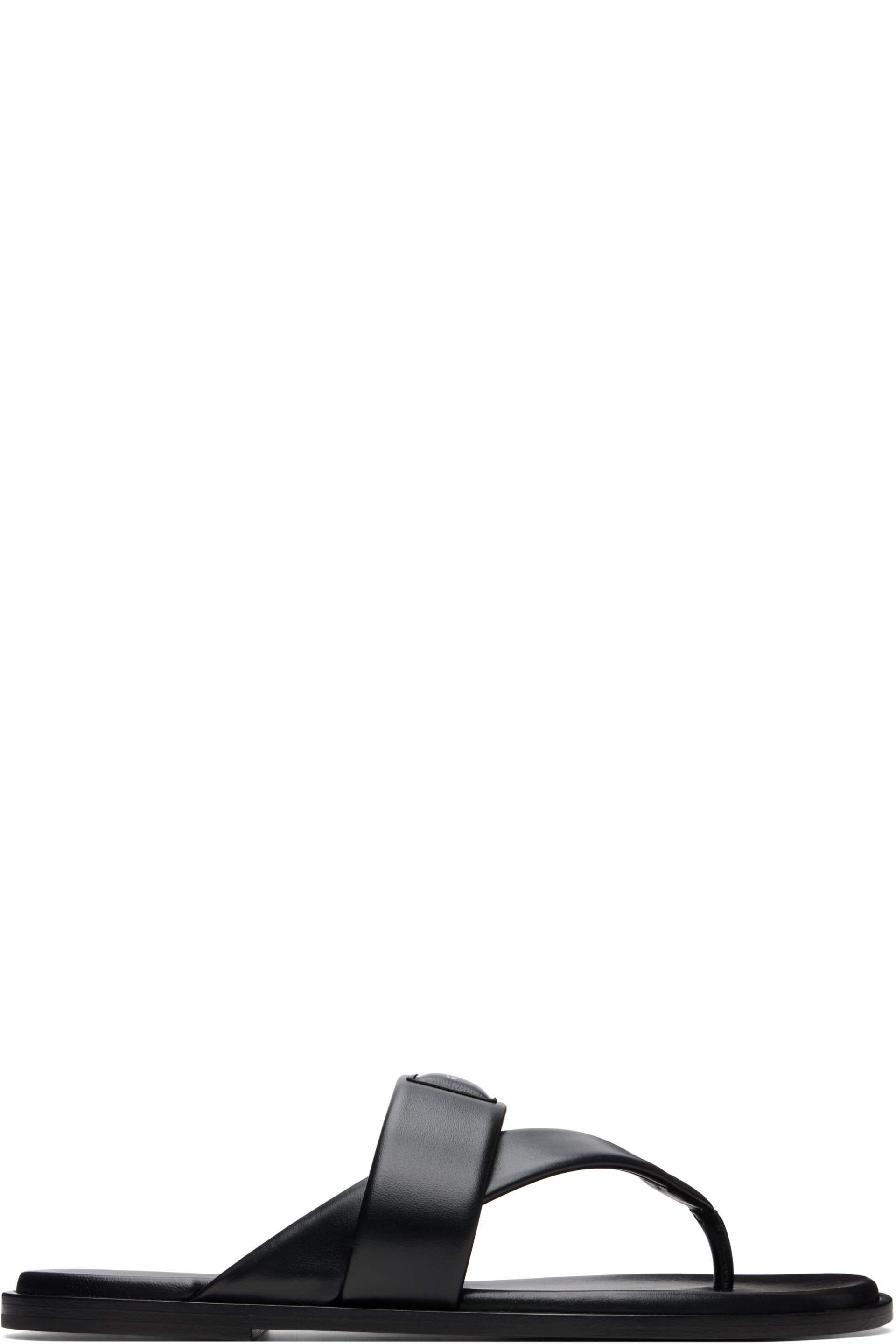 Givenchy - Black 'Givenchy Bay' Leather Thong Sandals