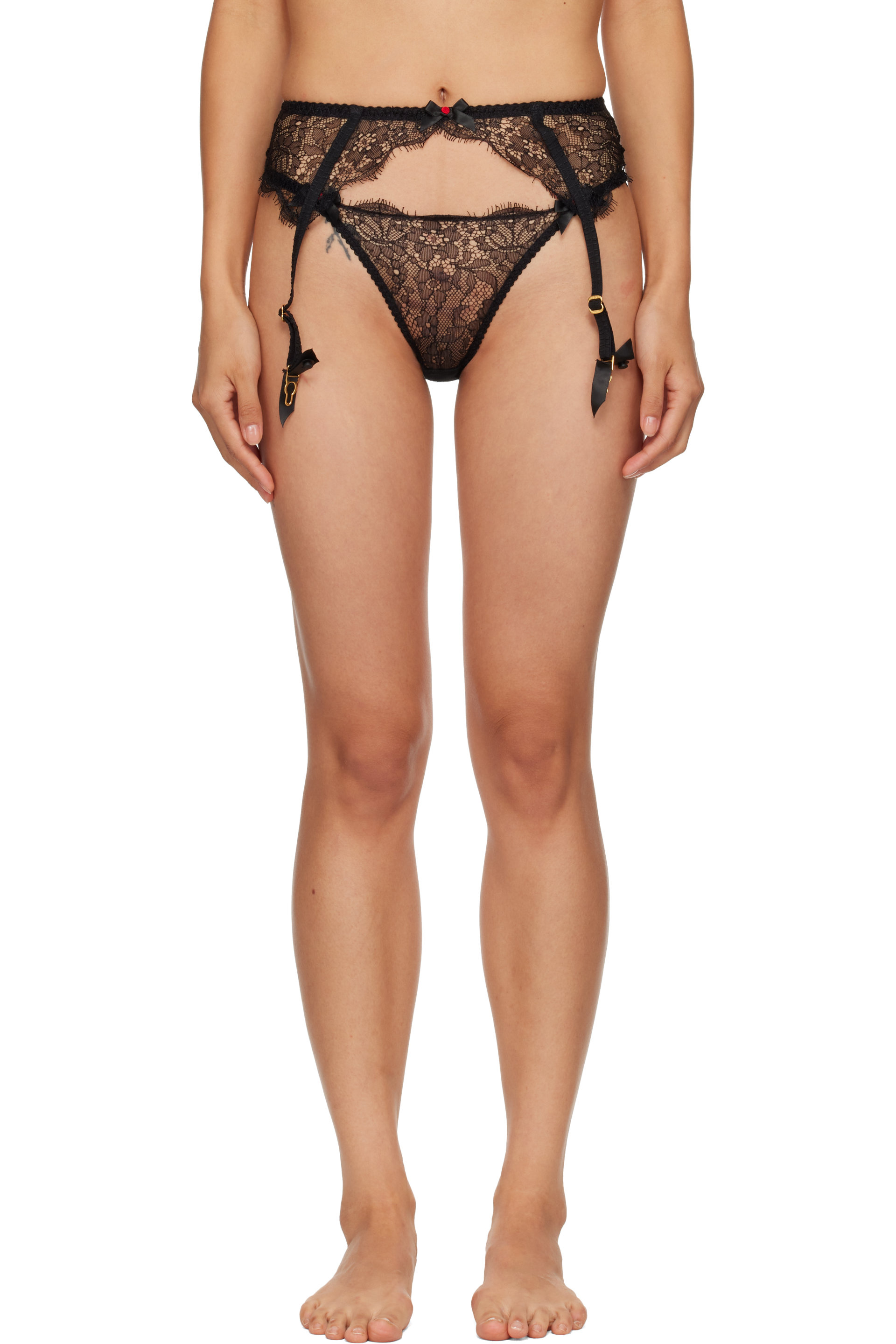Agent Provocateur - Black Lorna Lace Suspender Garter Belt