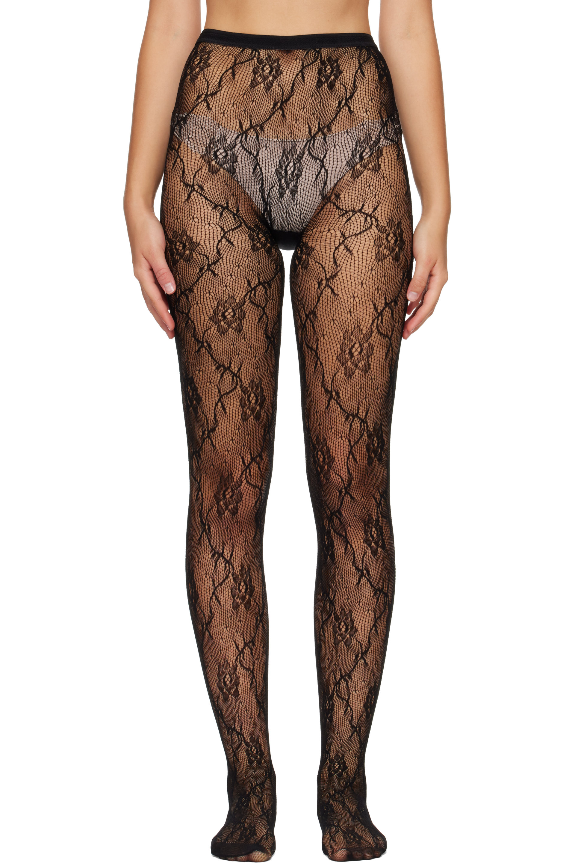 Swedish Stockings - Black Nova Lace Tights