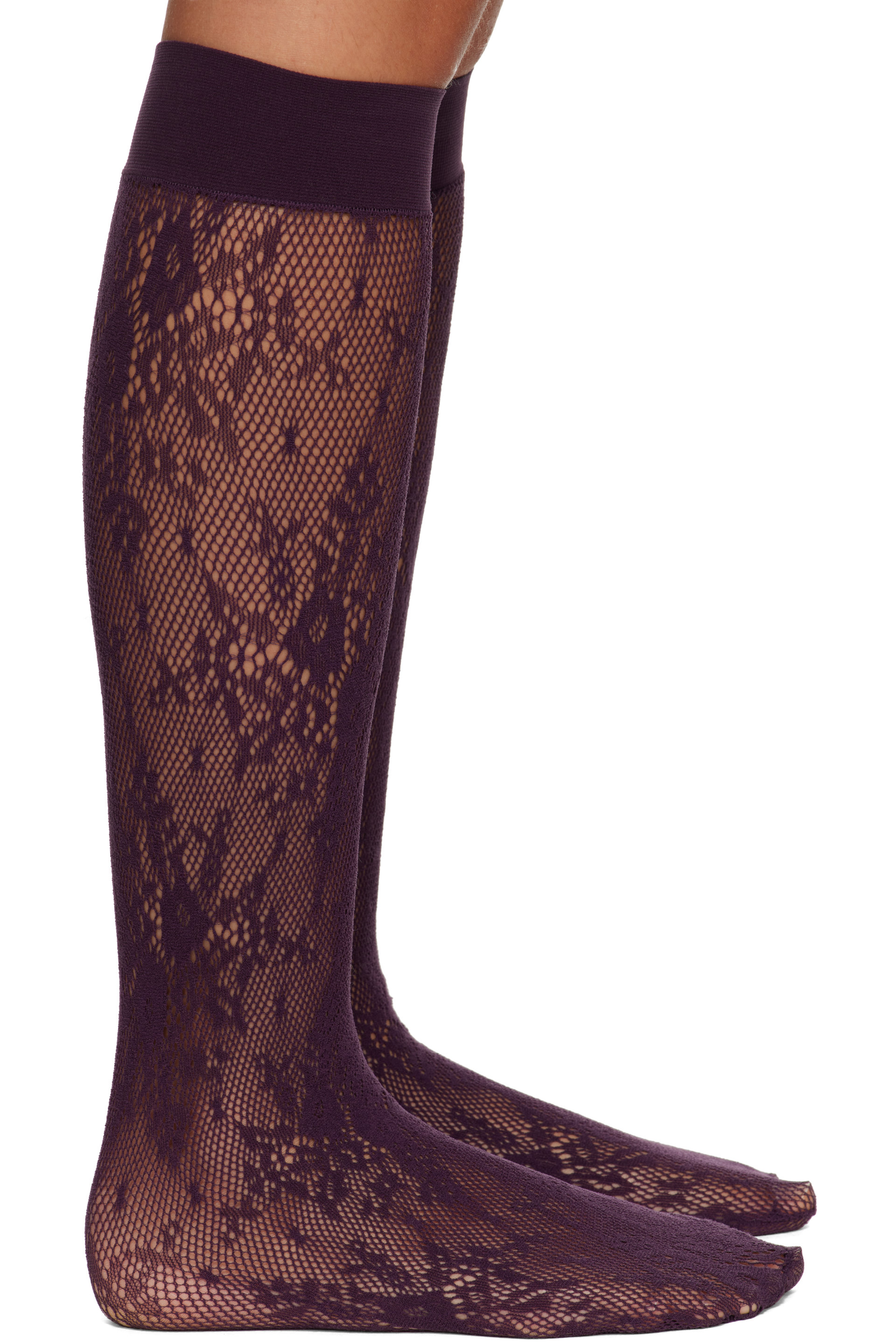 Swedish Stockings - Purple Rosa Lace Knee-High Socks