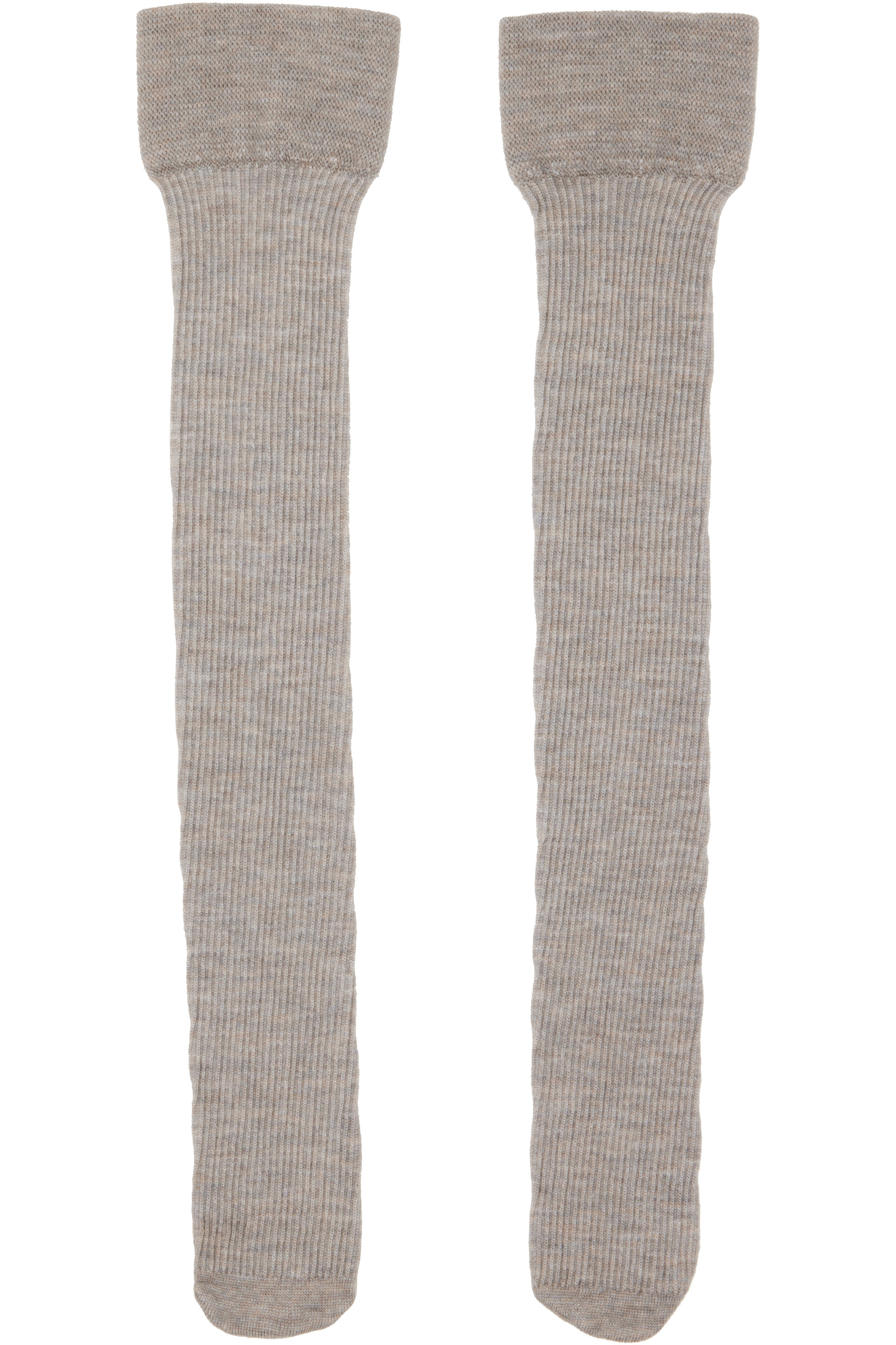 Swedish Stockings - Beige Diana Ribbed Wool Knee-High Socks