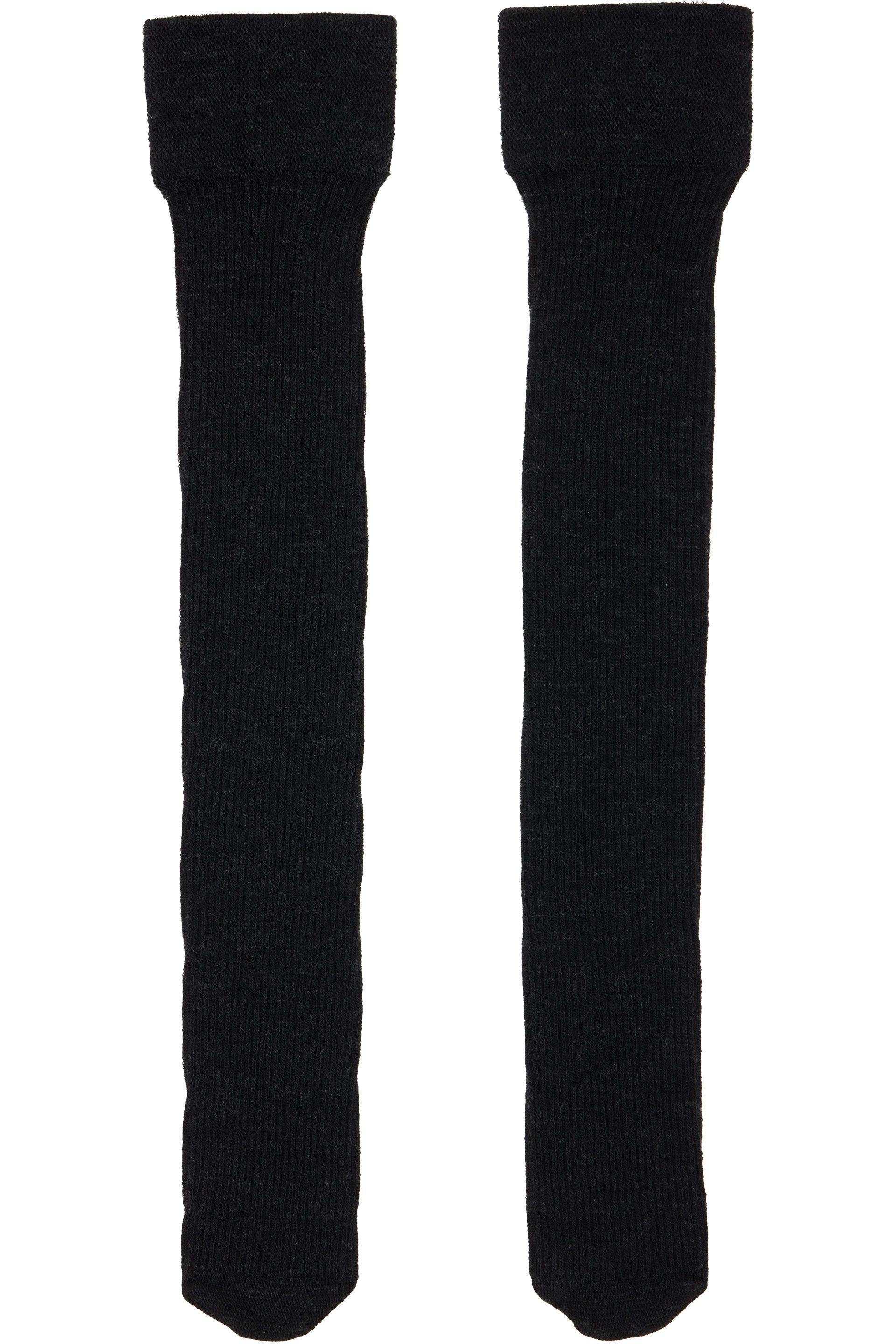 Swedish Stockings - Black Diana Ribbed Wool Knee-High Socks
