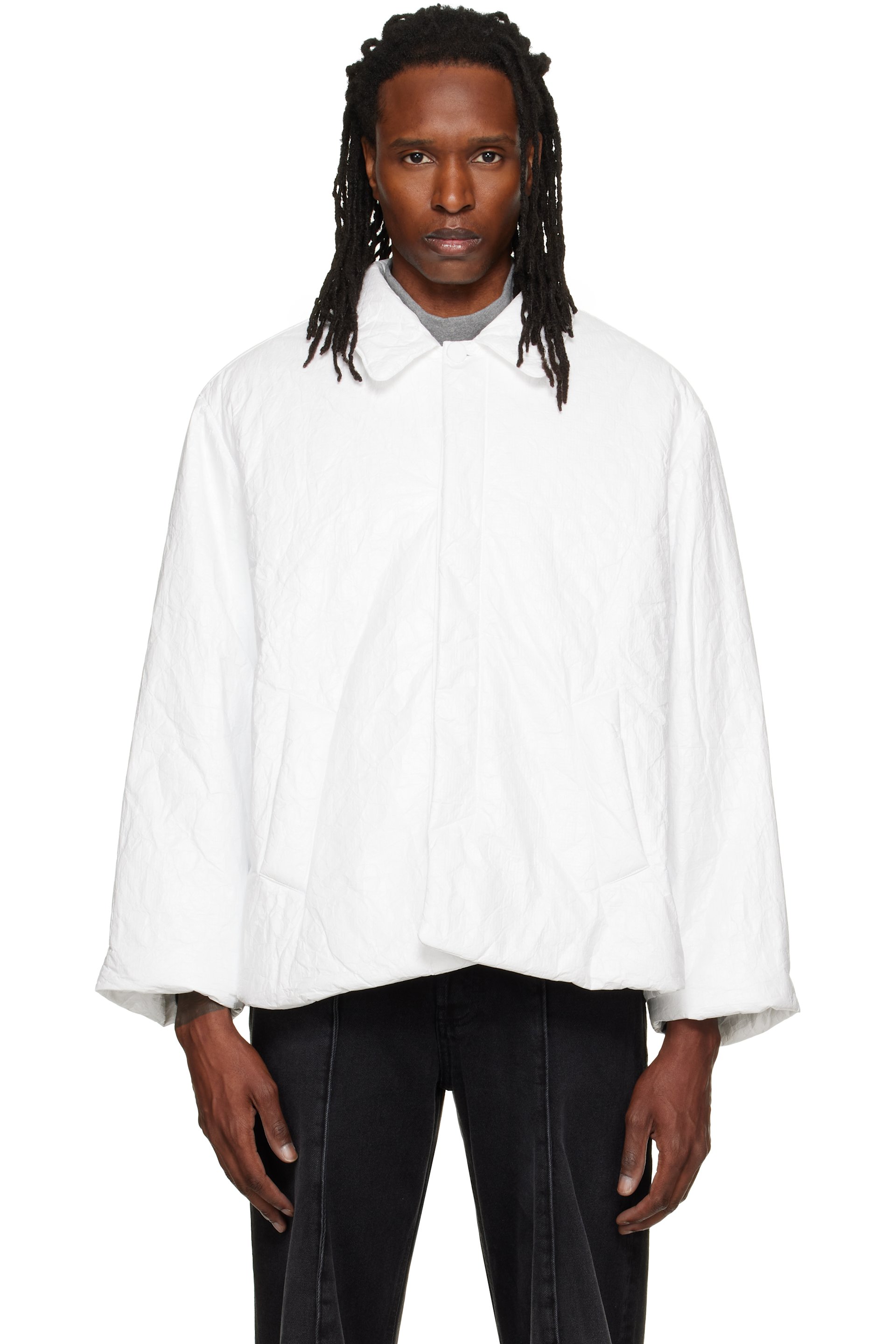 ALAINPAUL - White Padded Short Car Coat