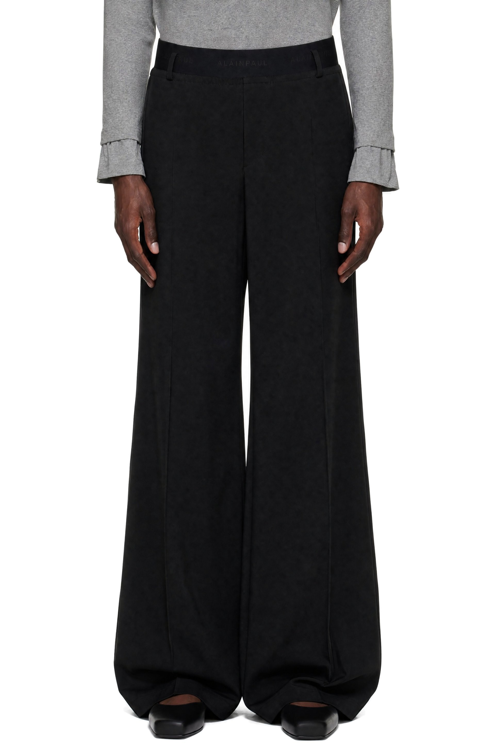 ALAINPAUL - Pantalon de smoking façon costume noir à taille élastique
