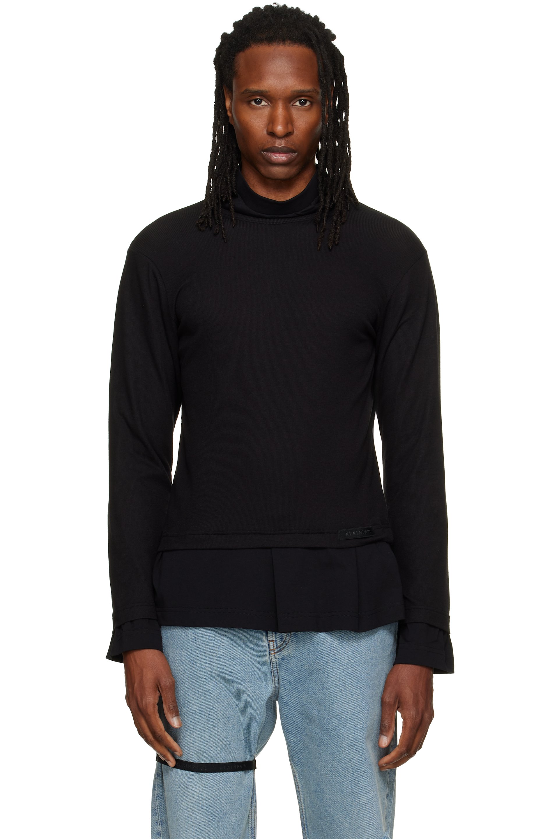 ALAINPAUL - Black High Neck Layered T-shirt
