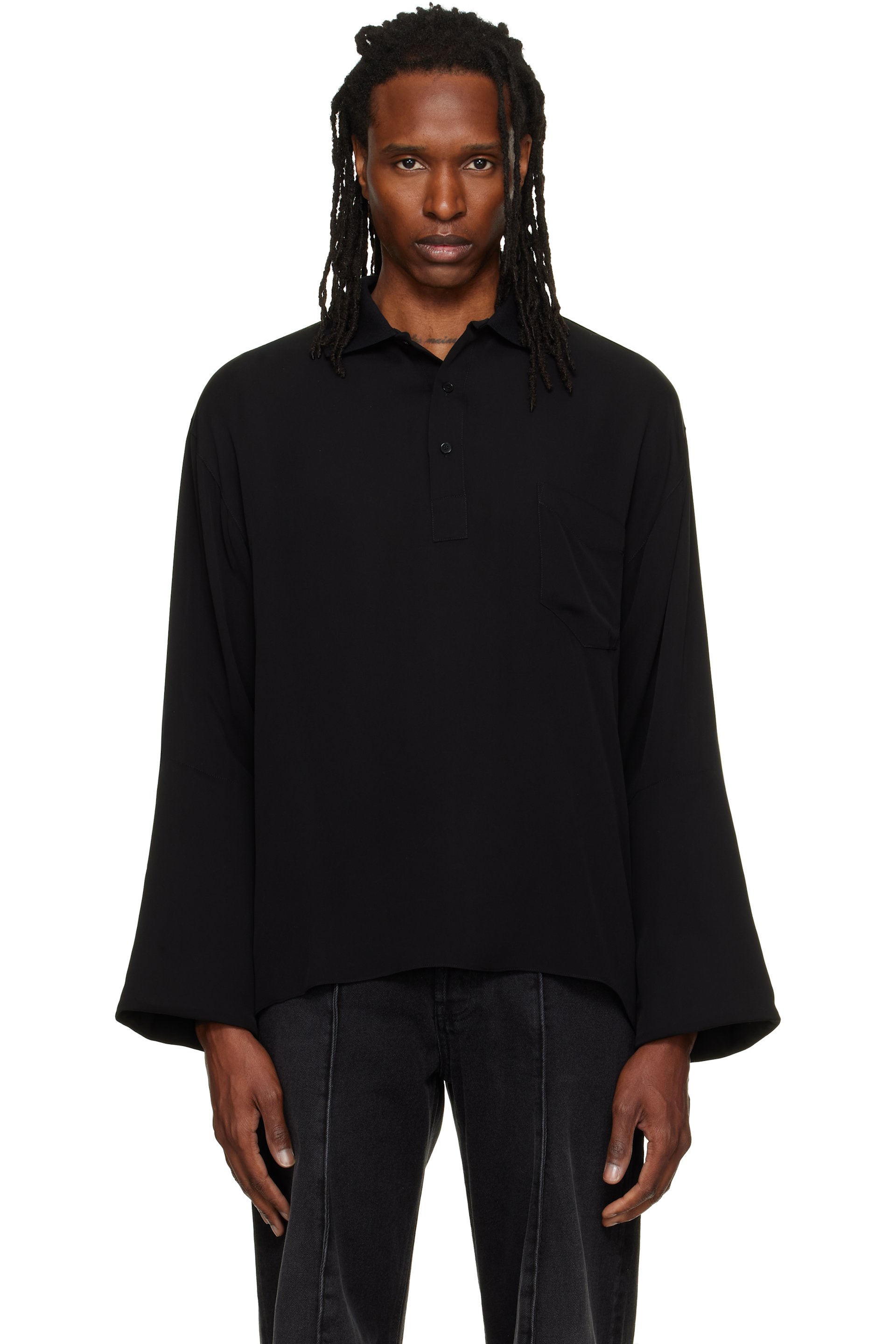 ALAINPAUL - Black Long Sleeve Polo