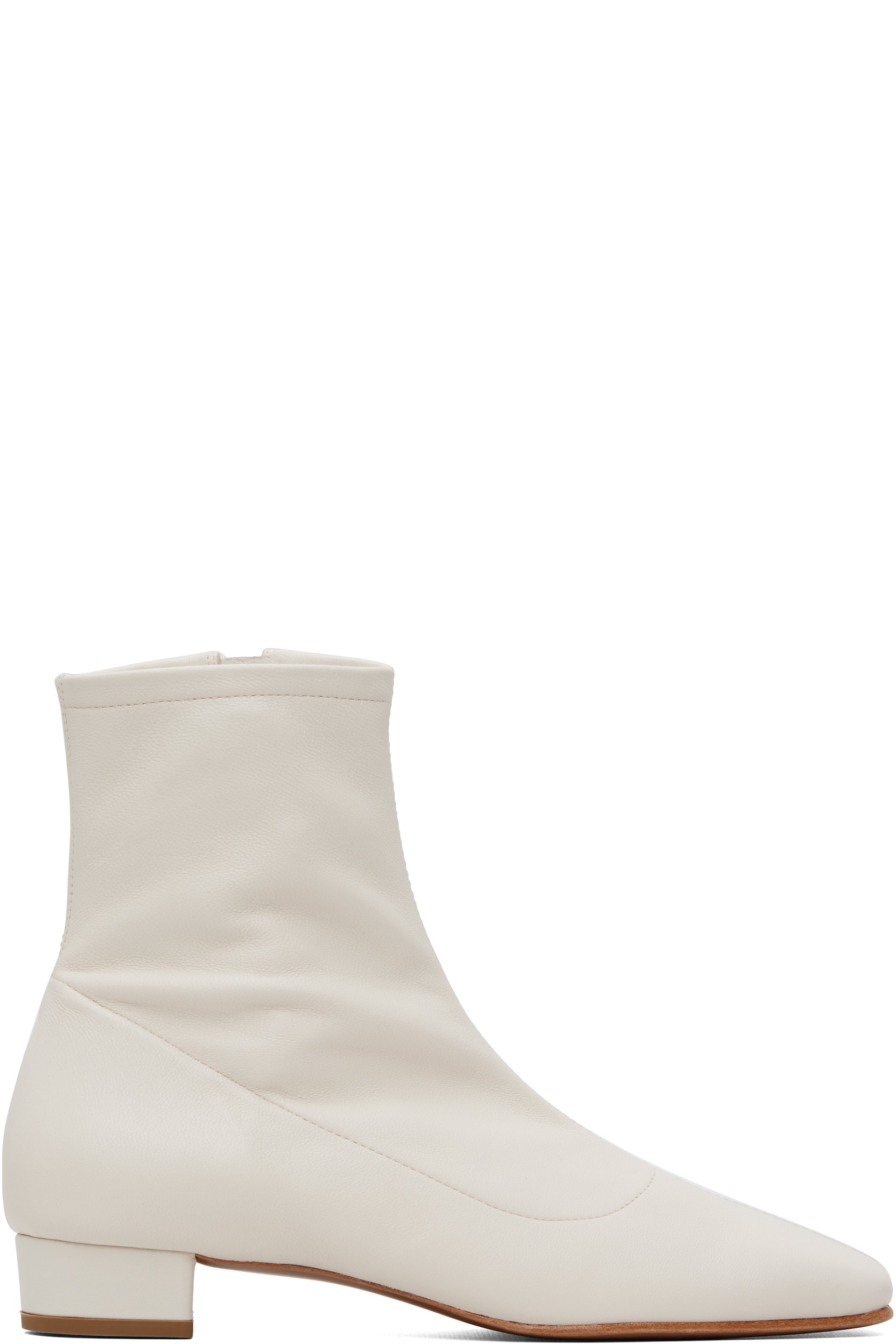 BY FAR - White Este Leather Ankle Boots