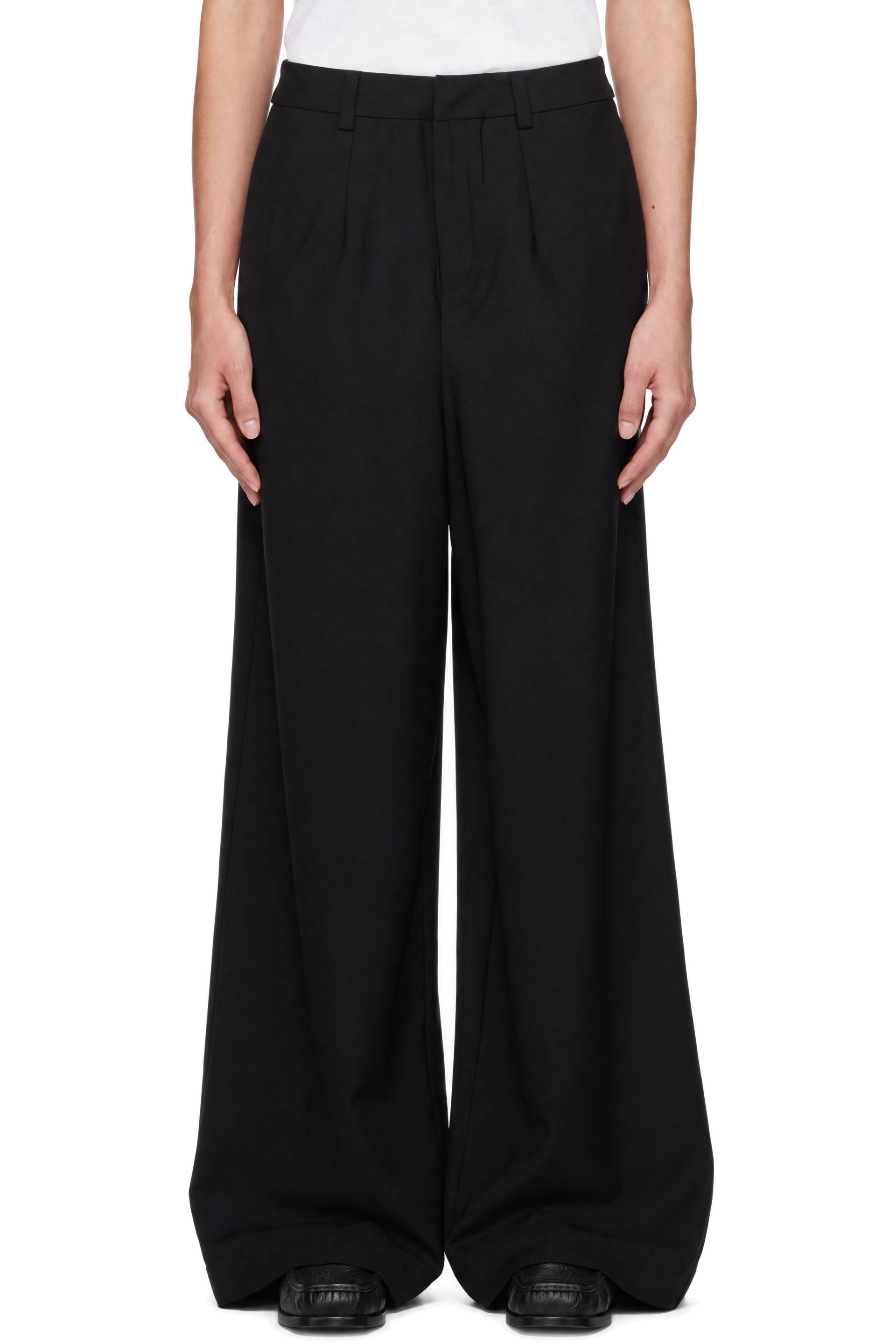 BAMBOU ROGER KWONG - Black Wool Suiting Adjustable Trousers