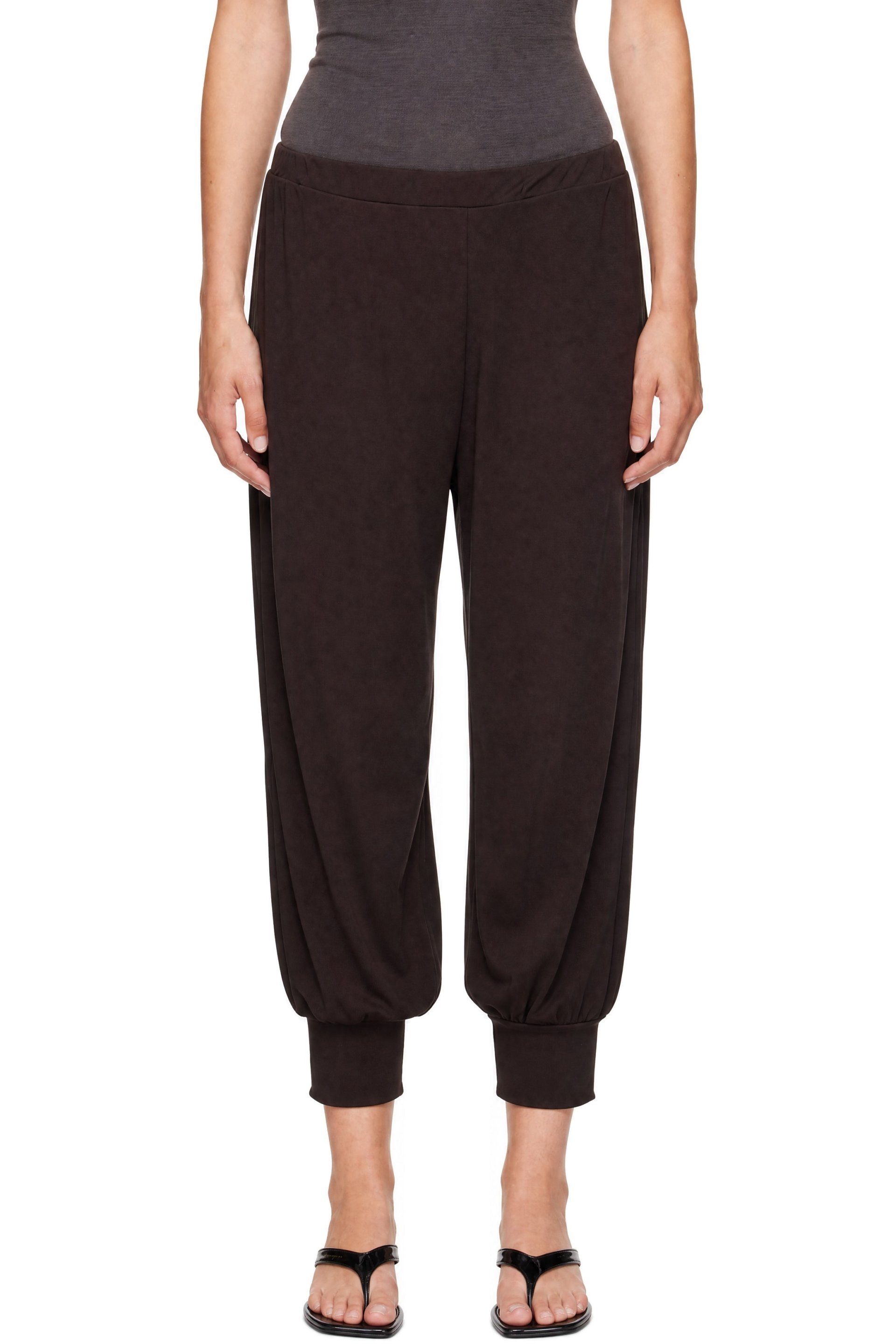 BAMBOU ROGER KWONG - Brown Viscose Crepe Jersey Large Corsaire Pants