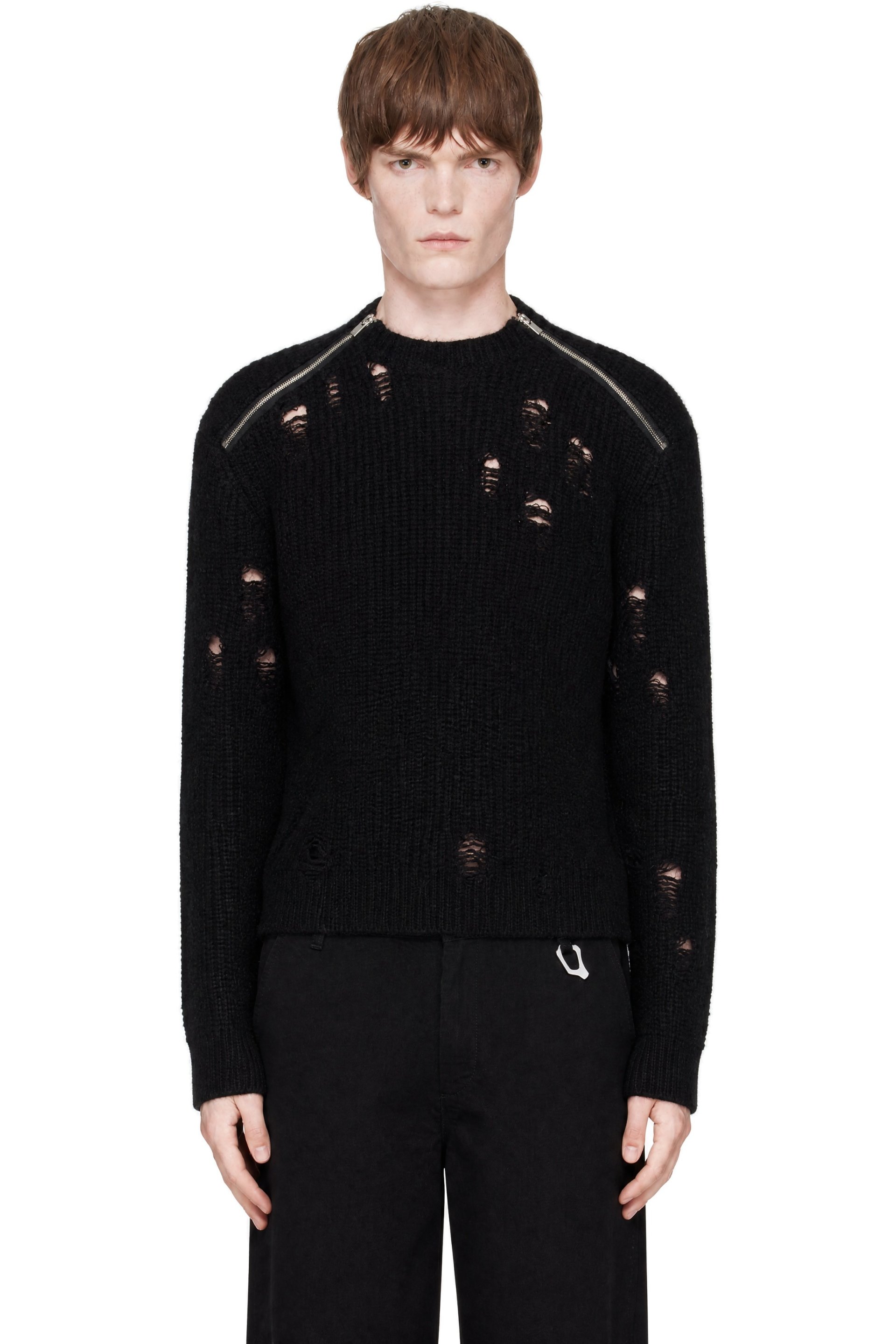 HELIOT EMIL - Black Interference Knit Sweater