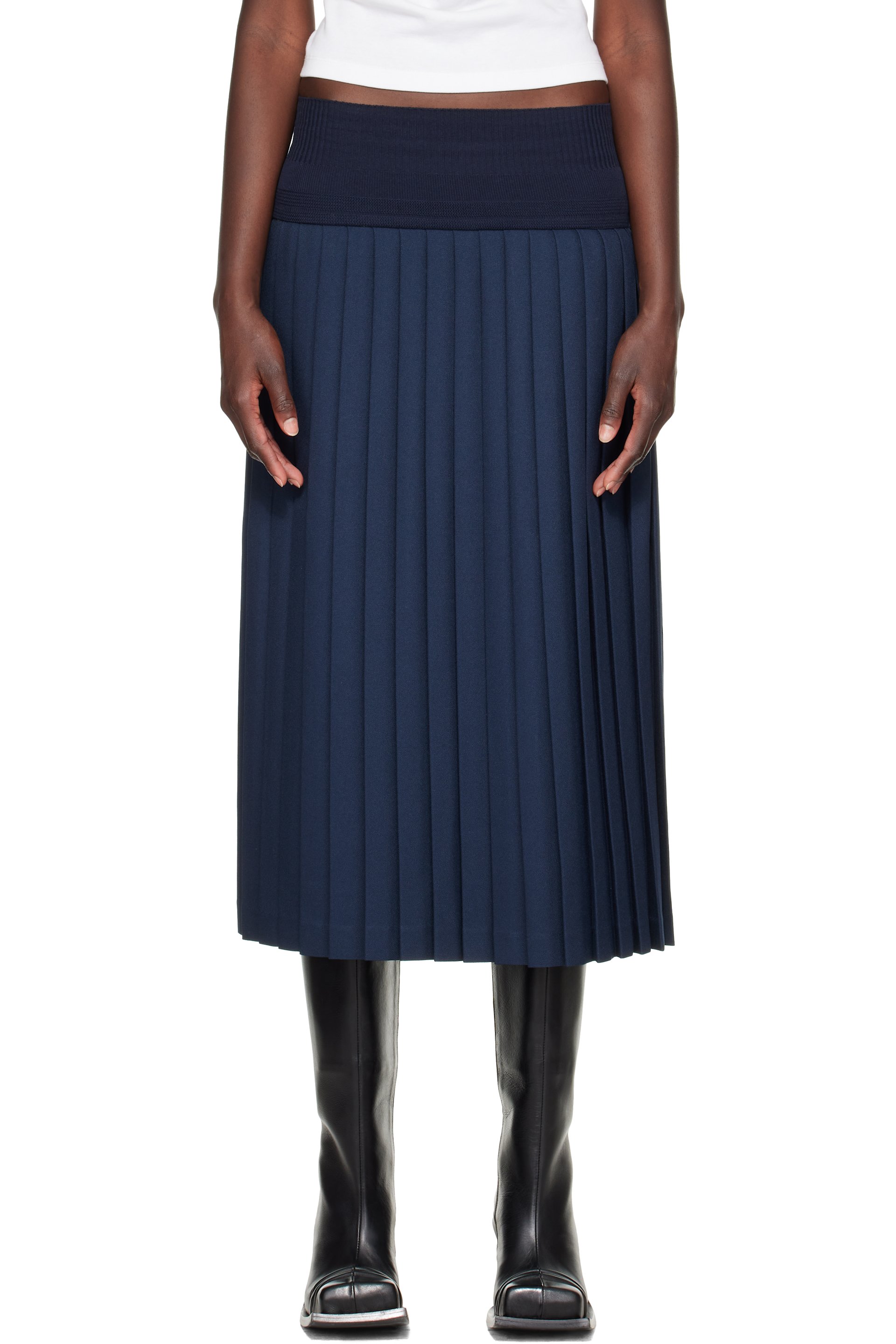Stefan Cooke - Navy Match Midi Skirt