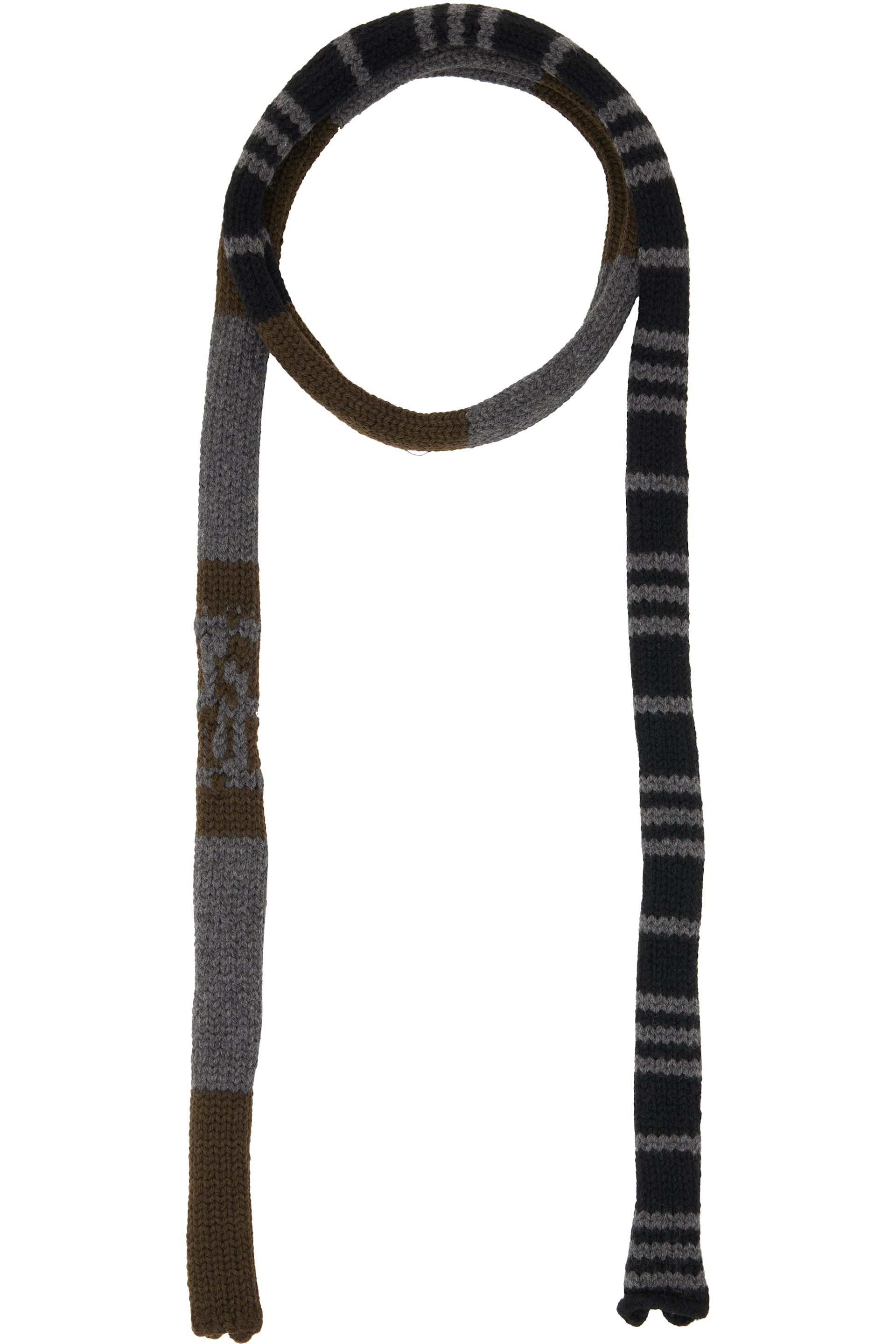 Stefan Cooke - Gray & Khaki Stripe Knit Scarf