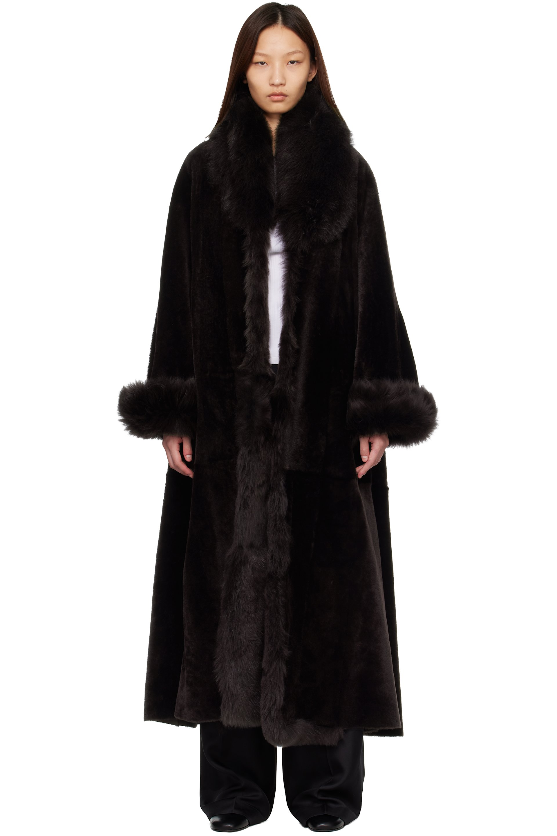 Nour Hammour - Brown Sima Shearling Coat