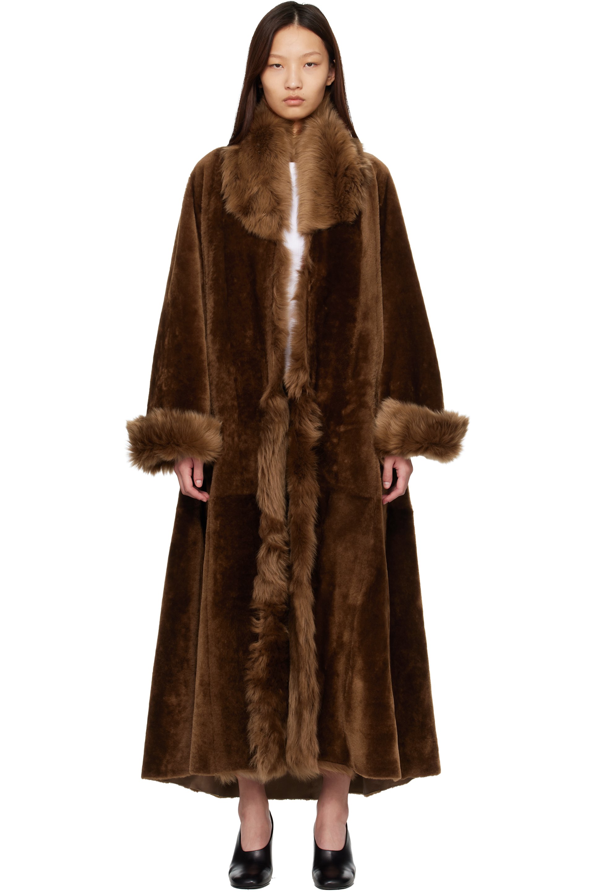 Nour Hammour - Brown Sima Shearling Coat