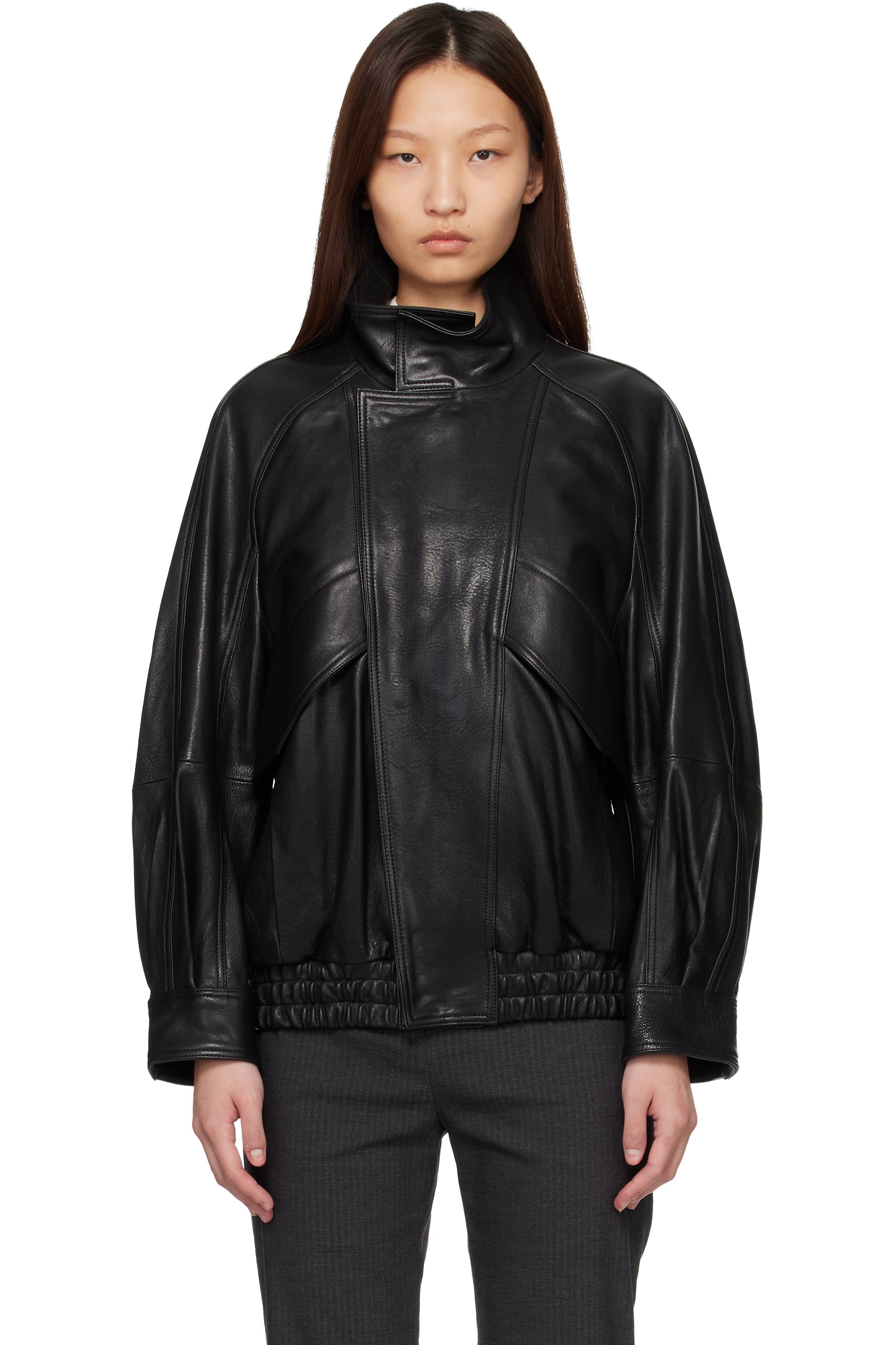 Nour Hammour - Blouson Ariste noir en cuir