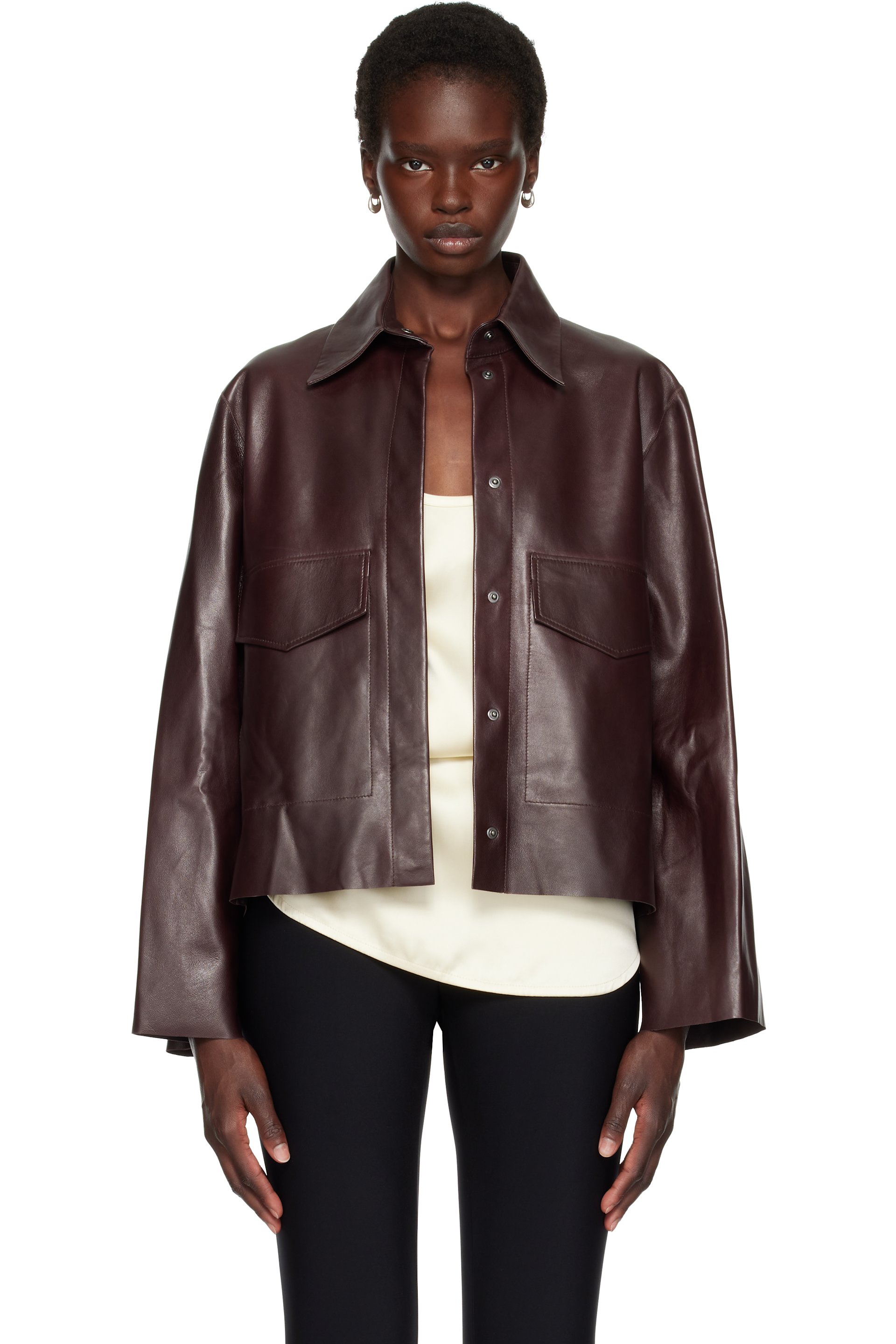 Nour Hammour - Brown Darcy Leather Jacket