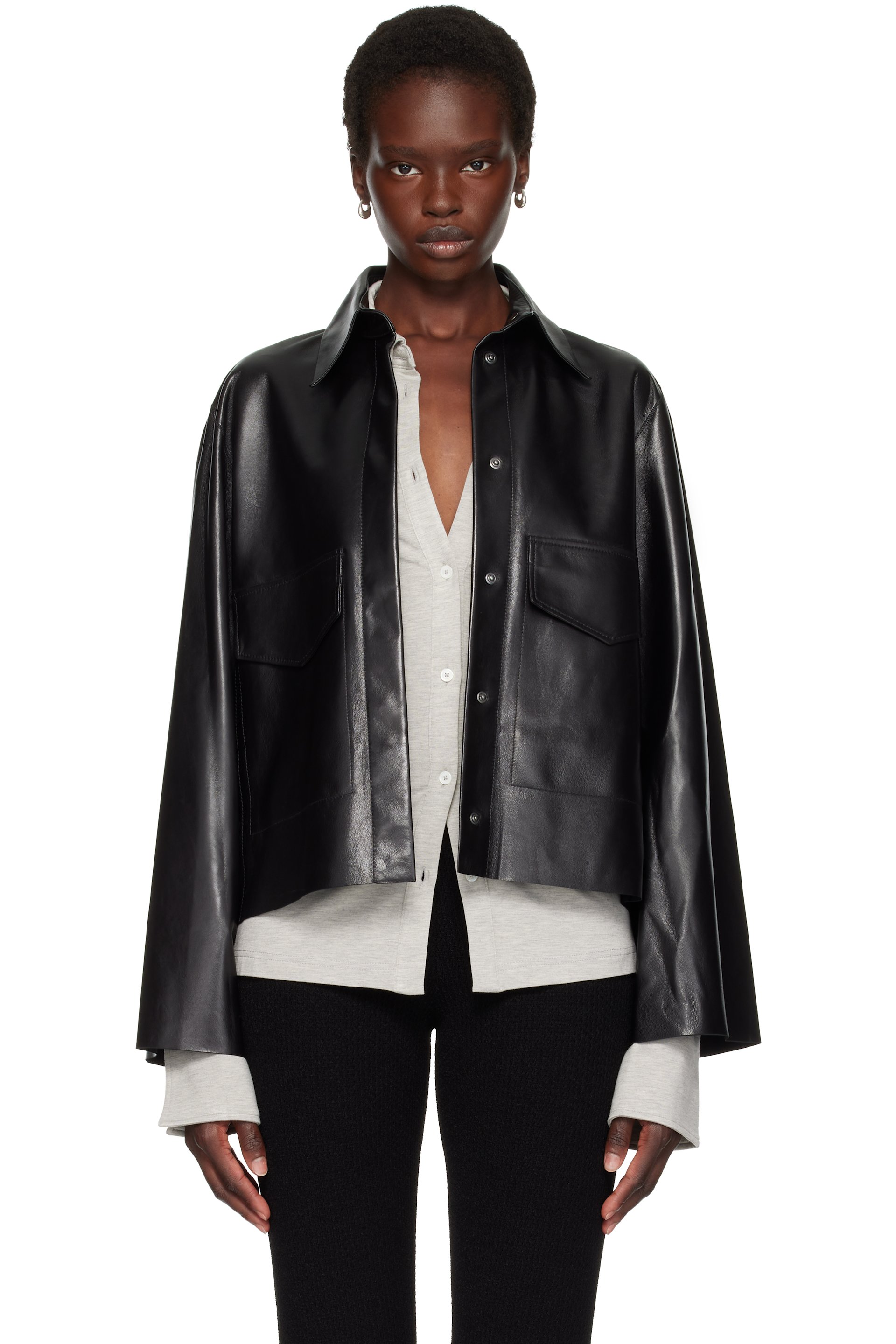 Nour Hammour - Black Darcy Leather Jacket