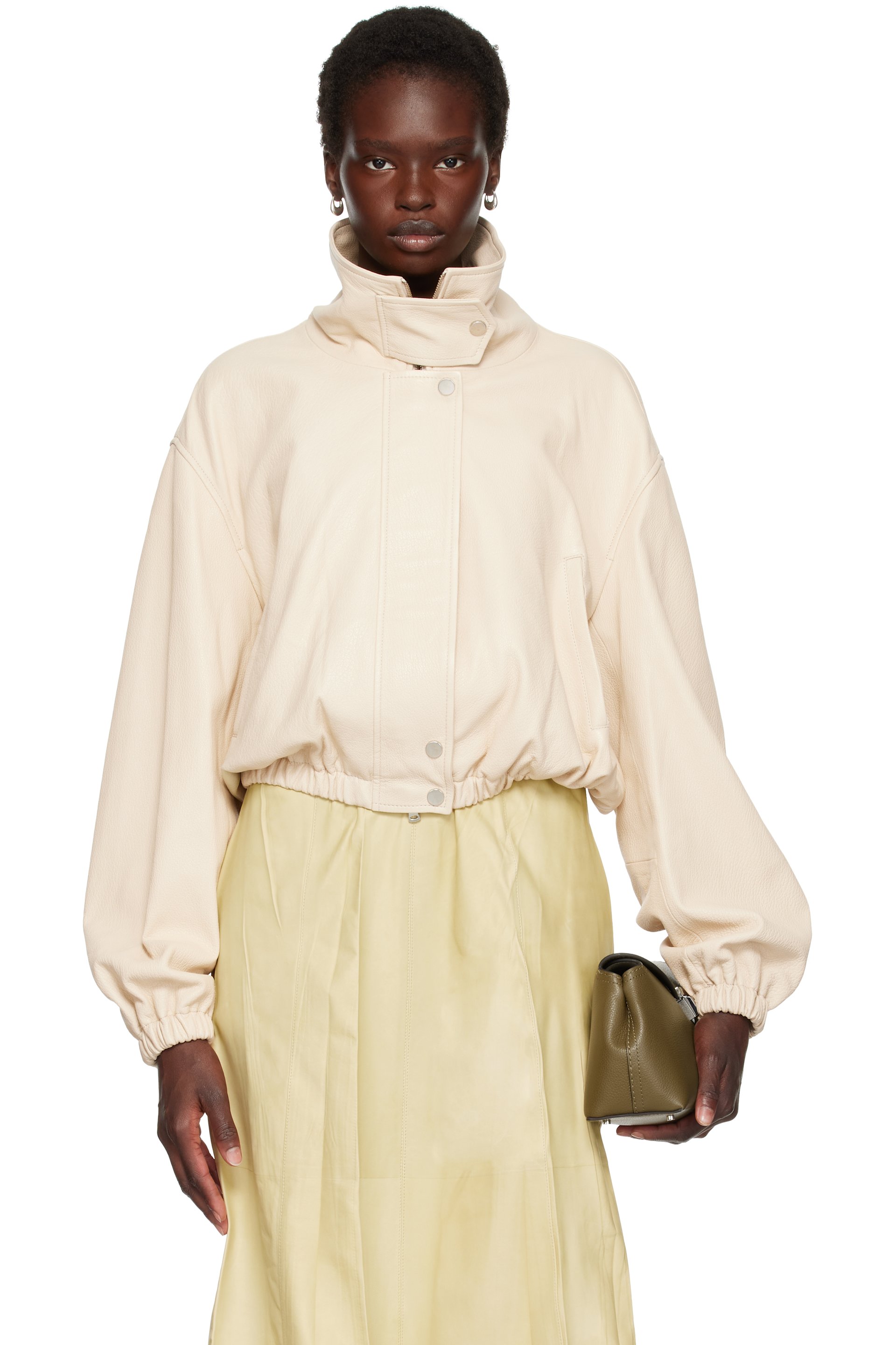 Nour Hammour - Off-White Pia Leather Bomber Jacket