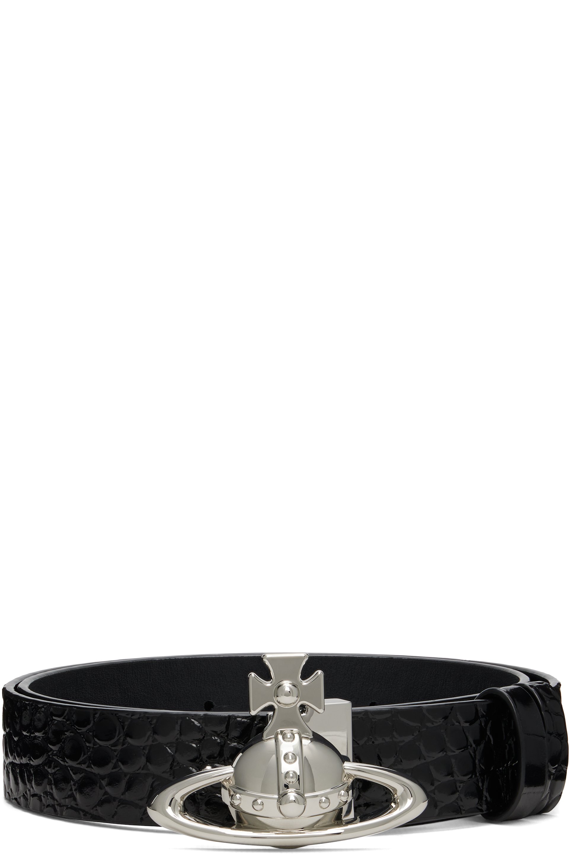 Vivienne Westwood - ブラック Orb Buckle クロコ レザーベルト