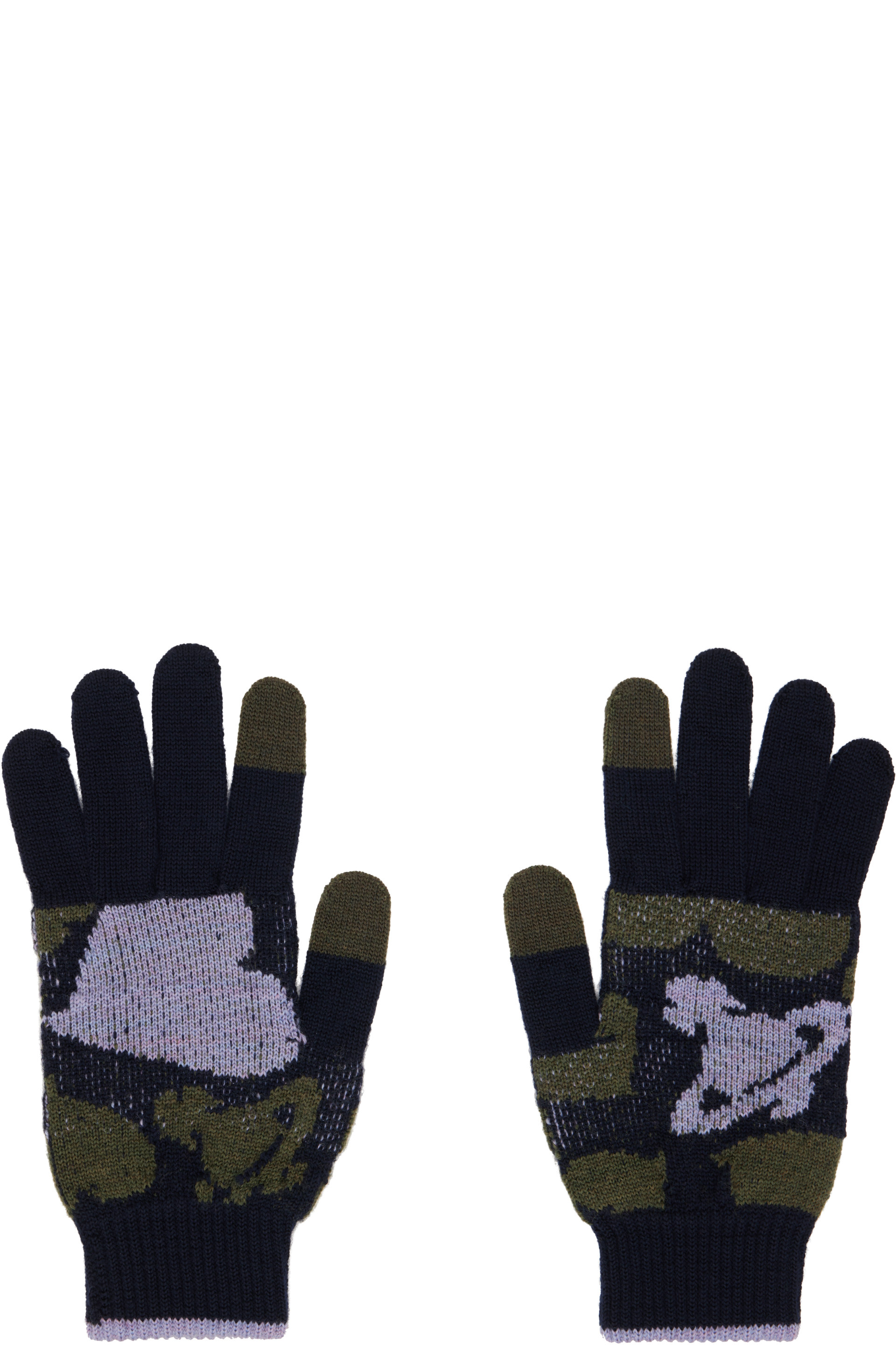 Vivienne Westwood - Gants noir et kaki à orbes et à coeurs