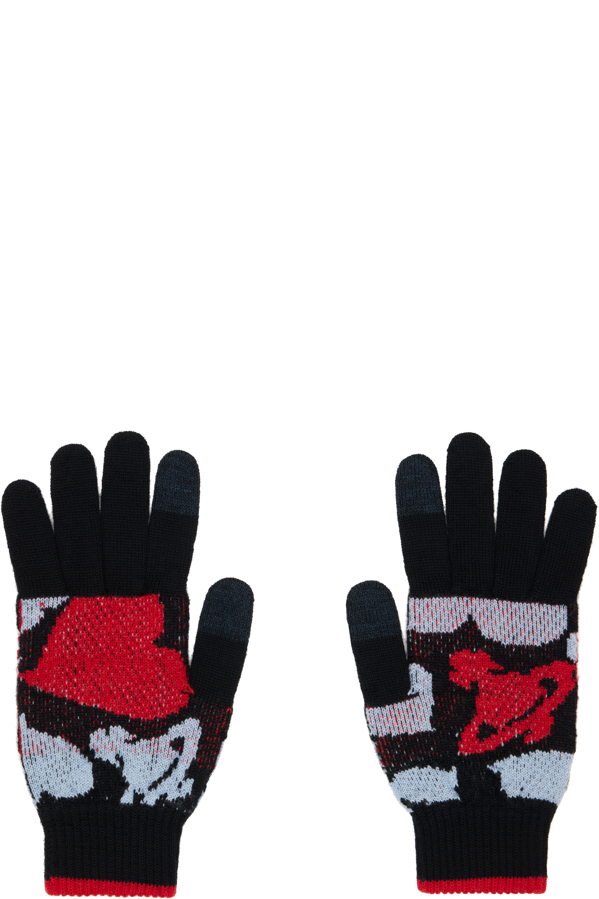 Vivienne Westwood - Gants noir et rouge à orbes et à coeurs