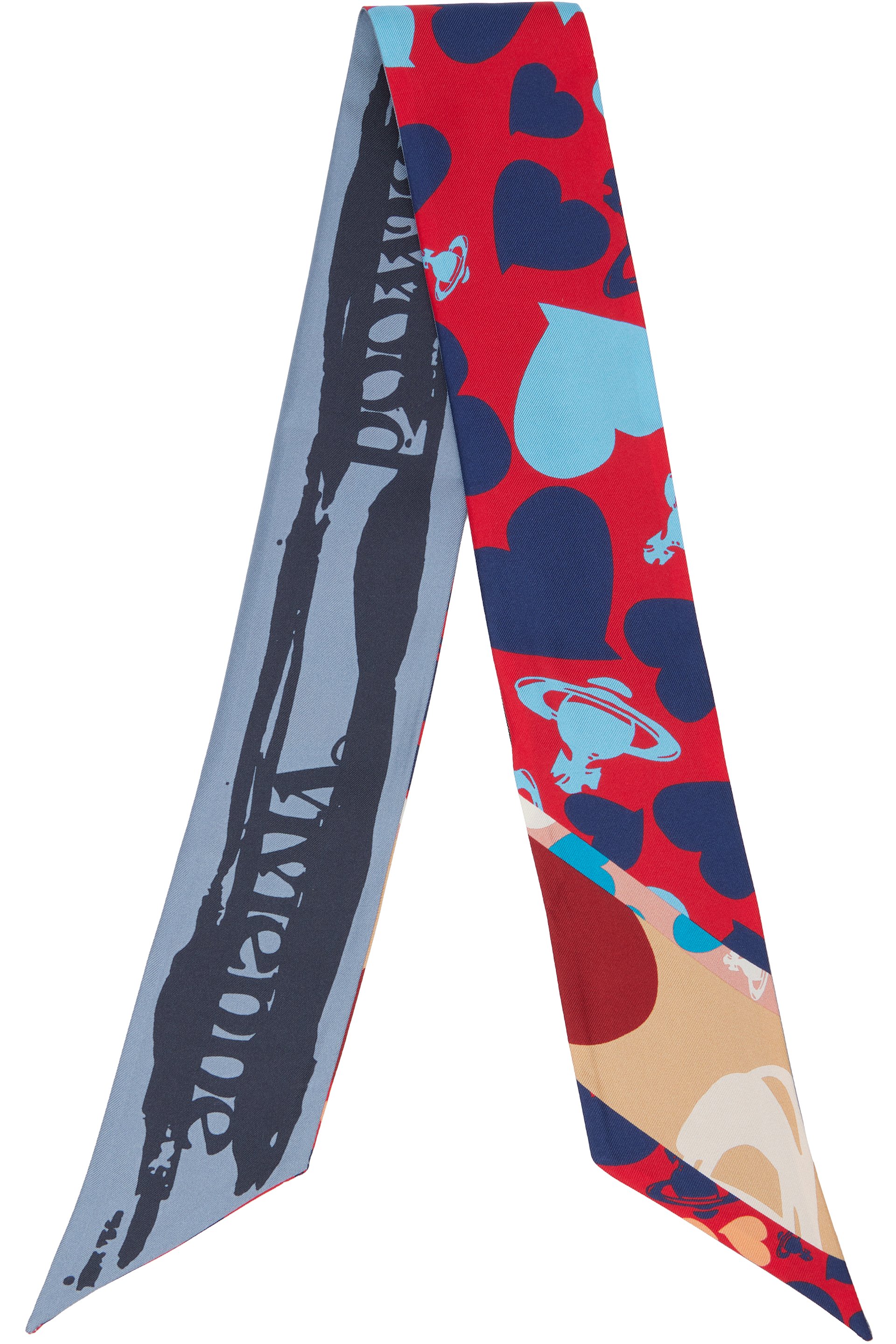 Vivienne Westwood - レッド＆ブルー Hearts & Orbs Twilly バンドゥスカーフ