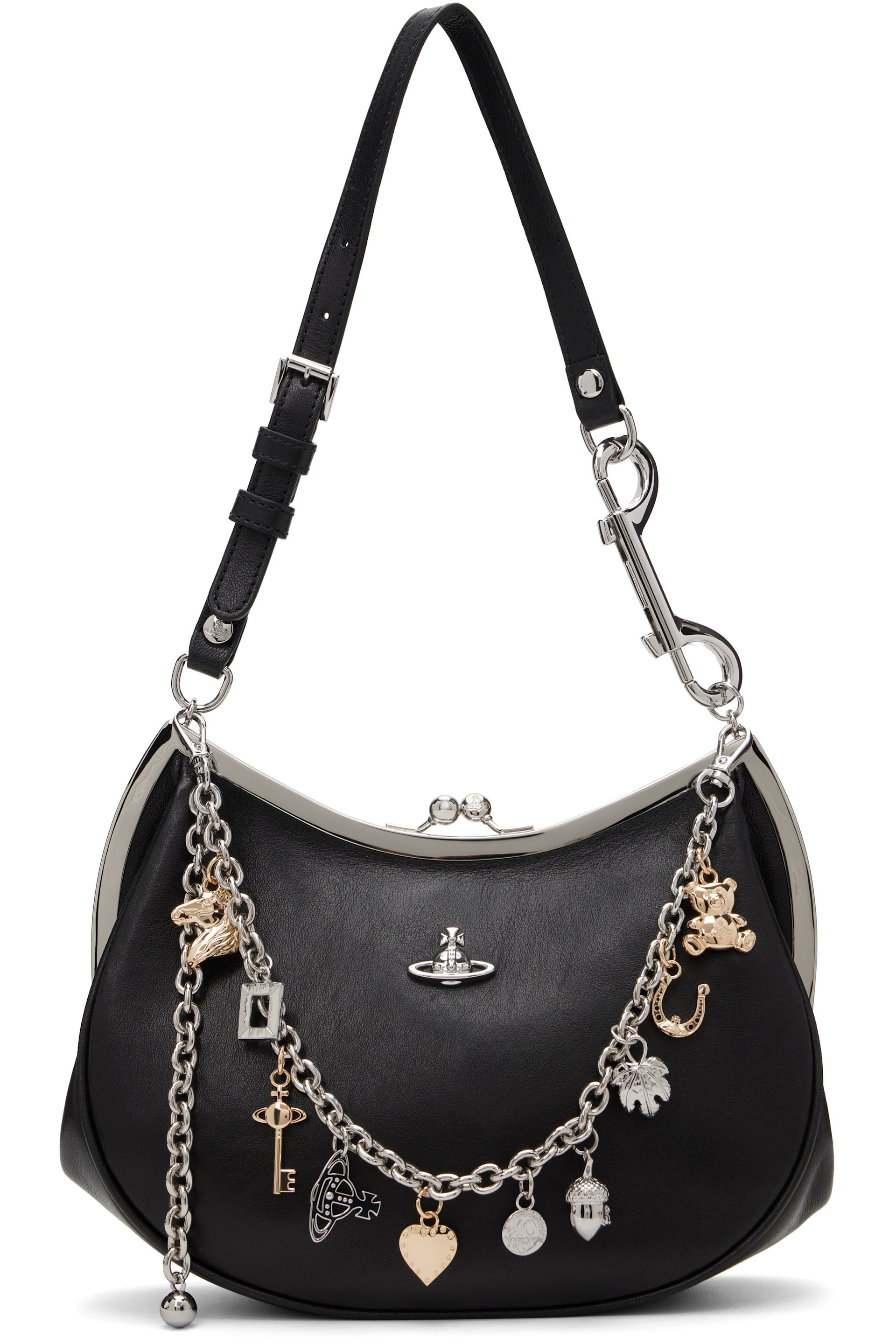 Vivienne Westwood - Sac à main noir à monture de bourse et à breloques