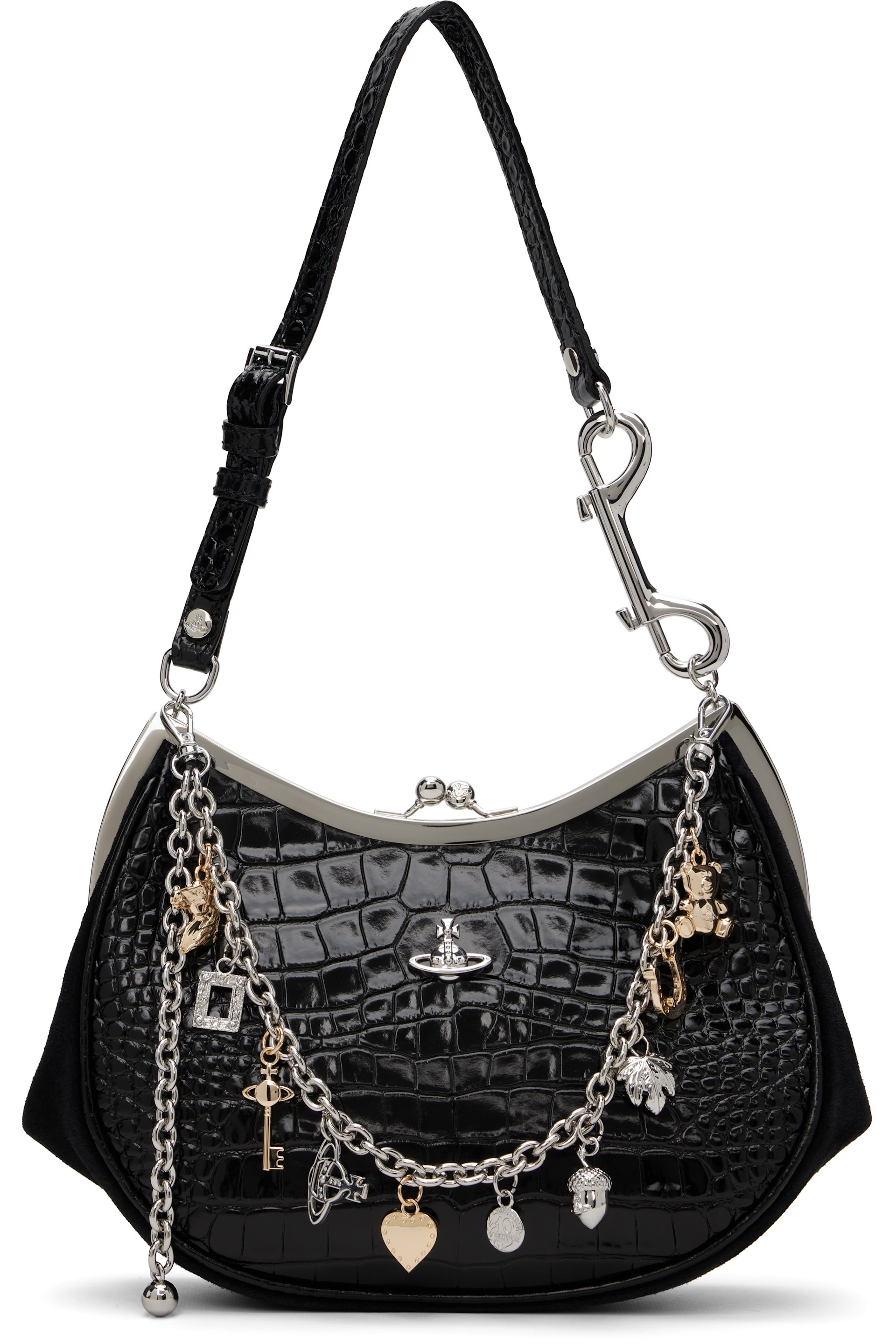 Vivienne Westwood - Sac à main noir à monture de bourse et à breloques