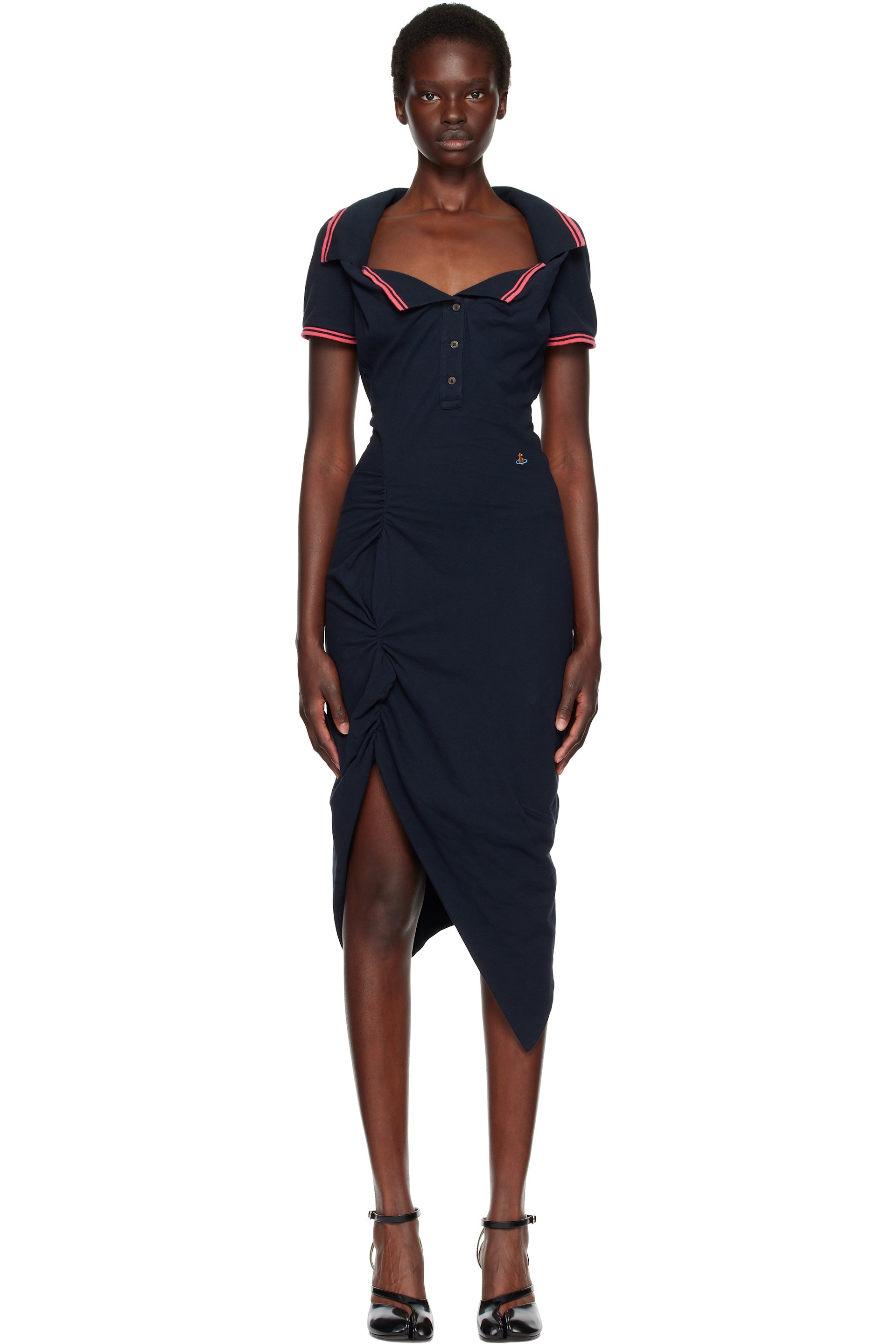 Vivienne Westwood - Robe midi noire à assemblage drapé
