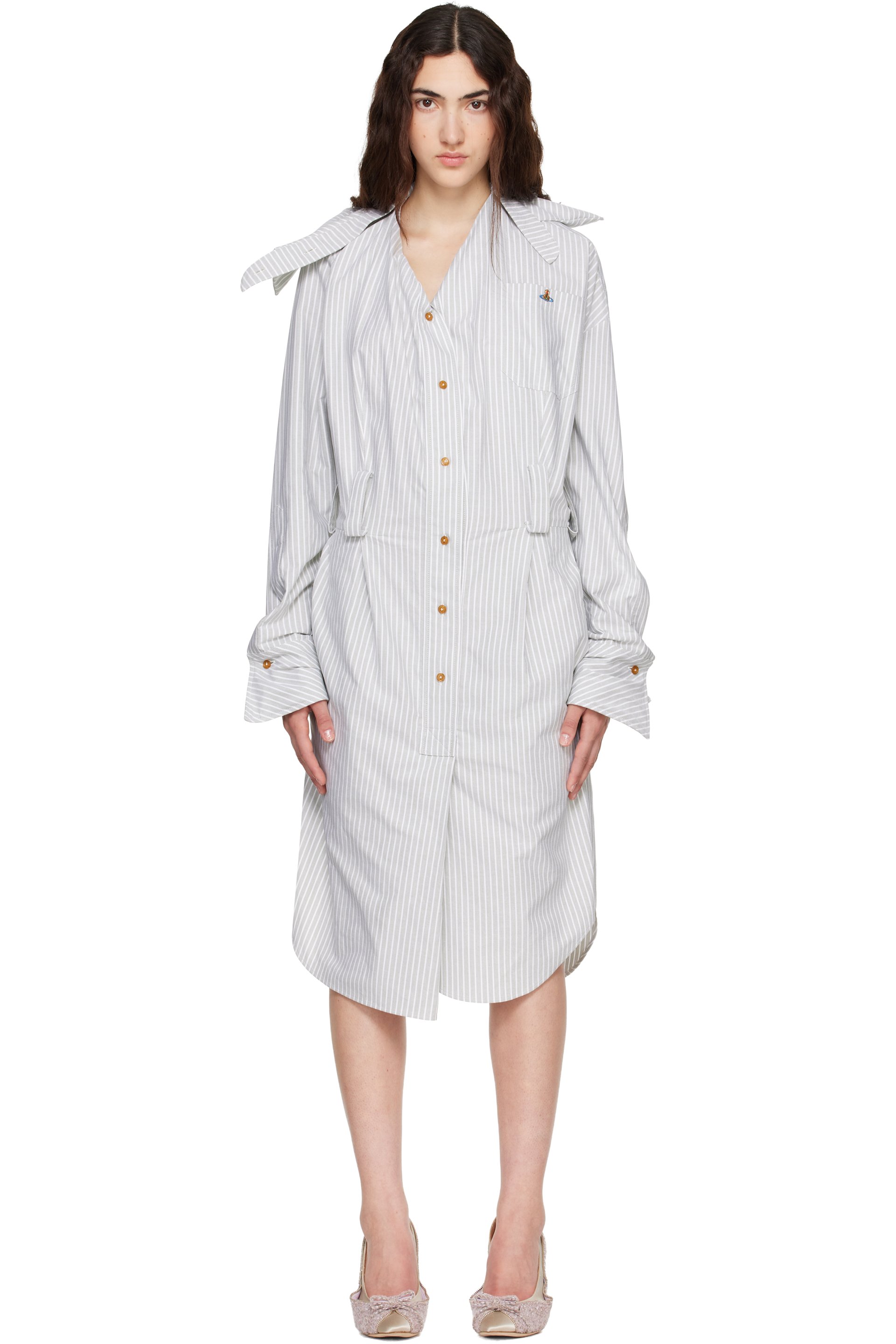 Vivienne Westwood - Gray Drunken Shirt Midi Dress