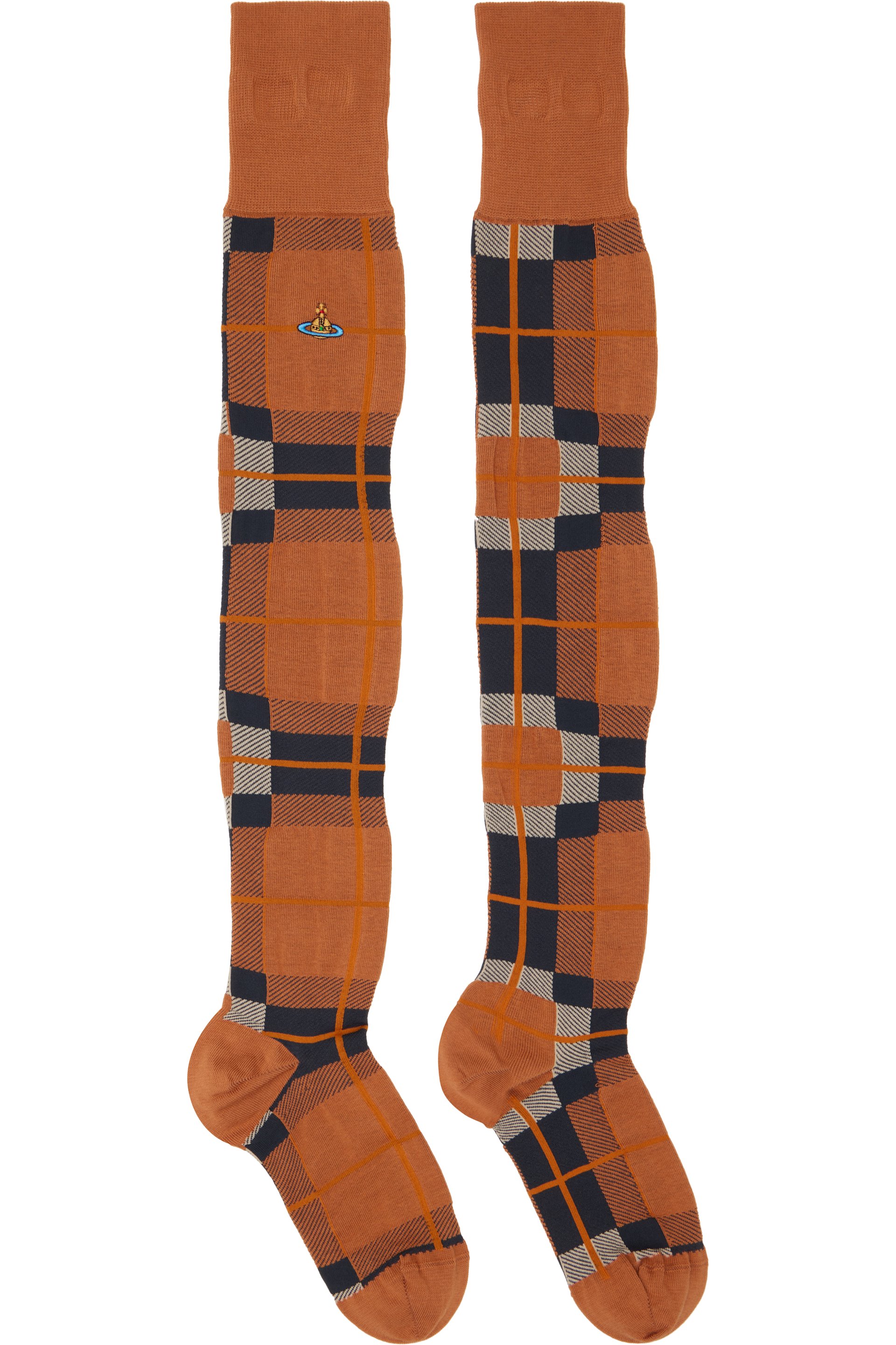 Vivienne Westwood - Orange Locharron Over The Knee Socks