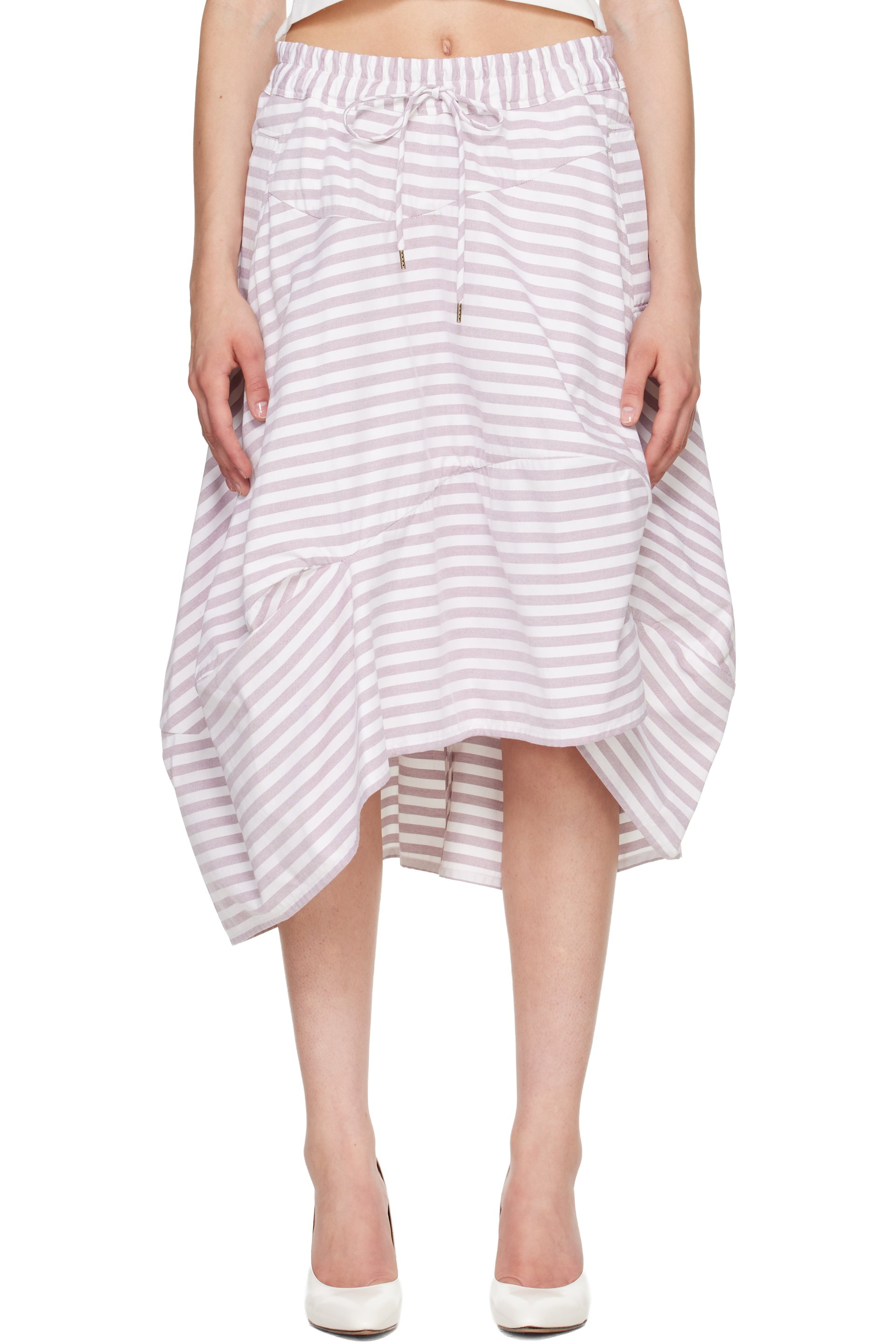 Vivienne Westwood - White & Burgundy Aerodrome Midi Skirt