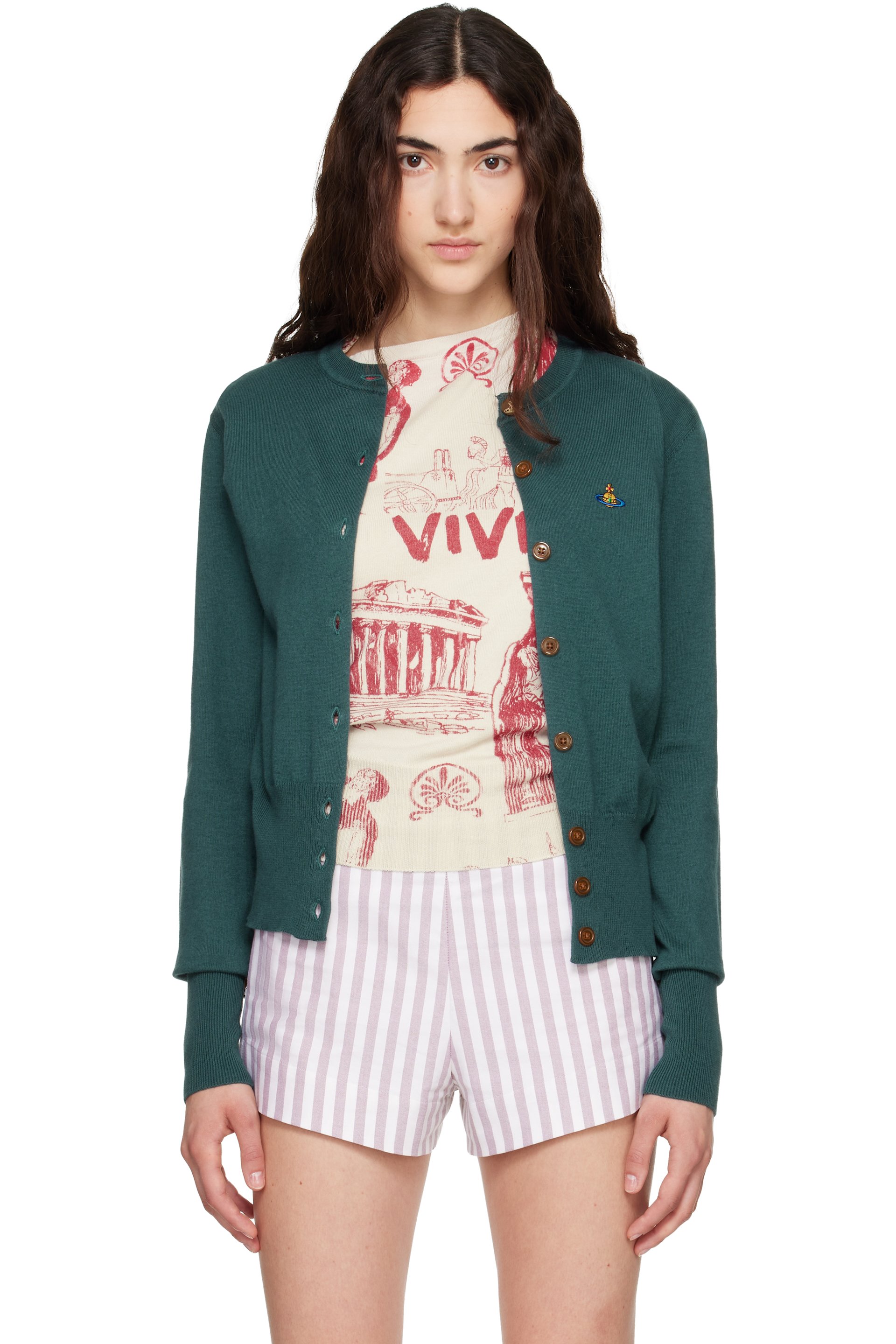 Vivienne Westwood - Green Bea Cropped Cardigan
