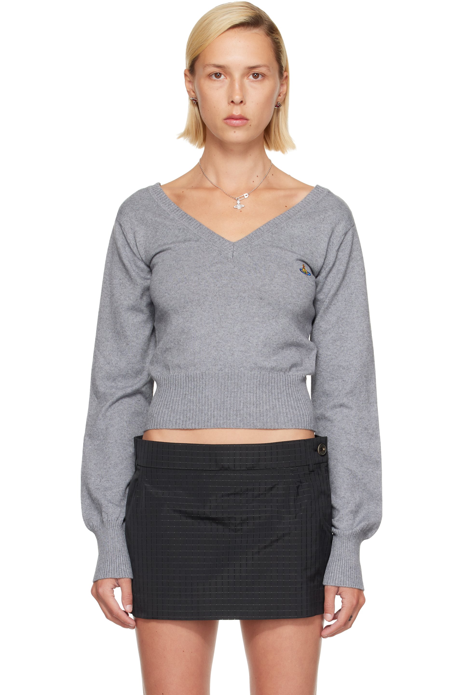 Vivienne Westwood - Gray Beatrice V-Neck Sweater