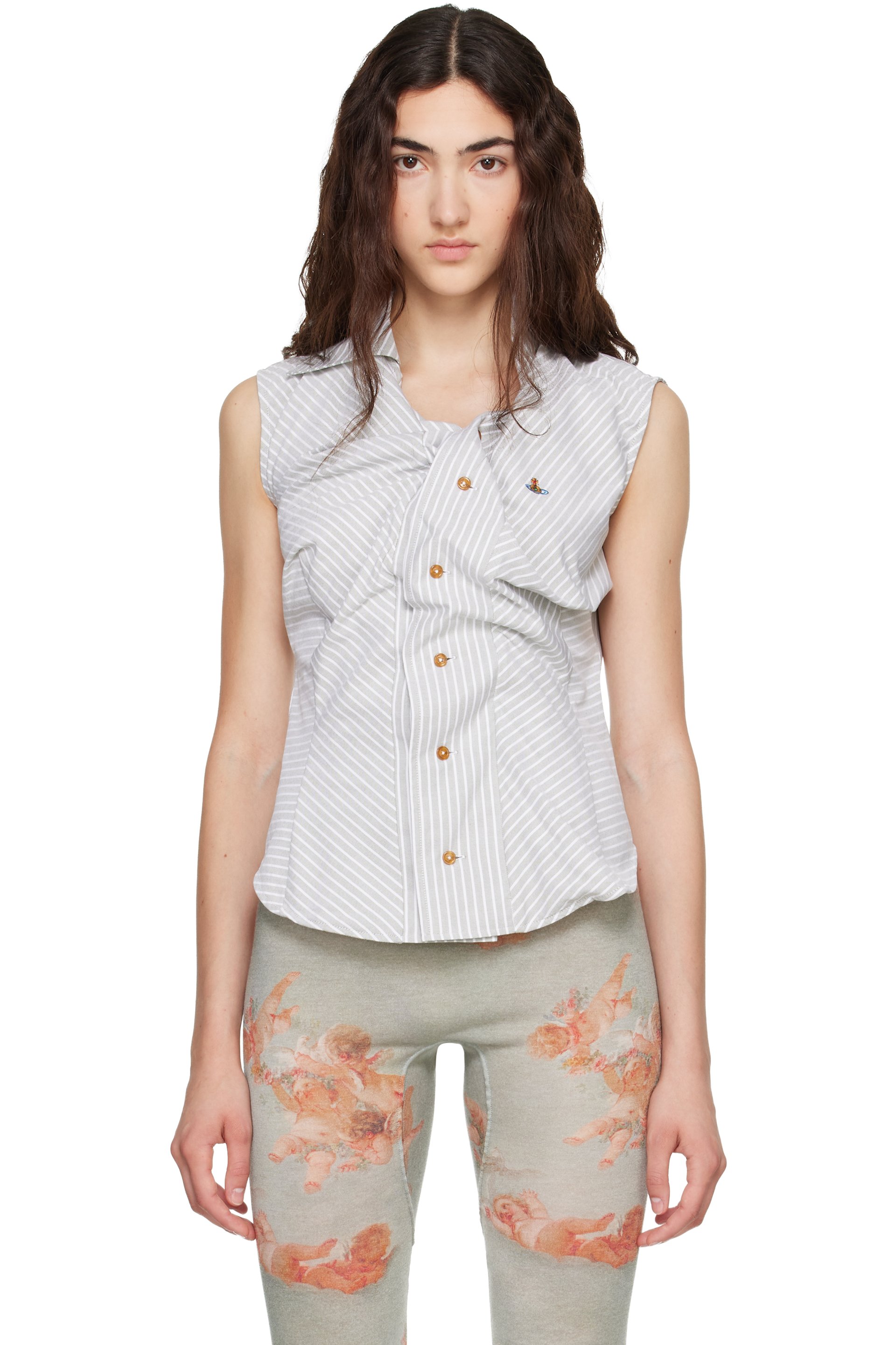 Vivienne Westwood - Gray Short Sleeve Drunken Shirt