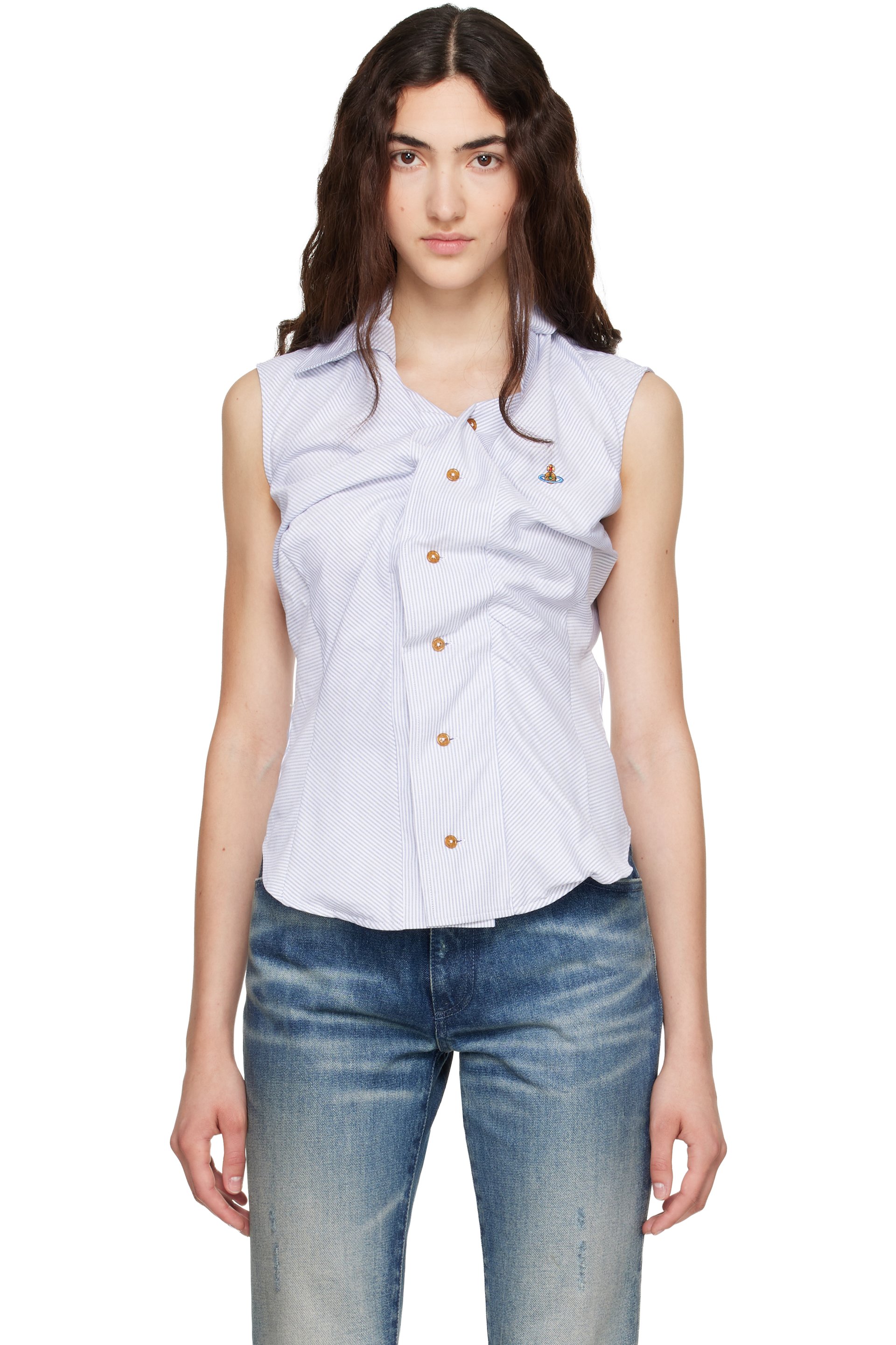 Vivienne Westwood - Blue Short Sleeve Drunken Shirt