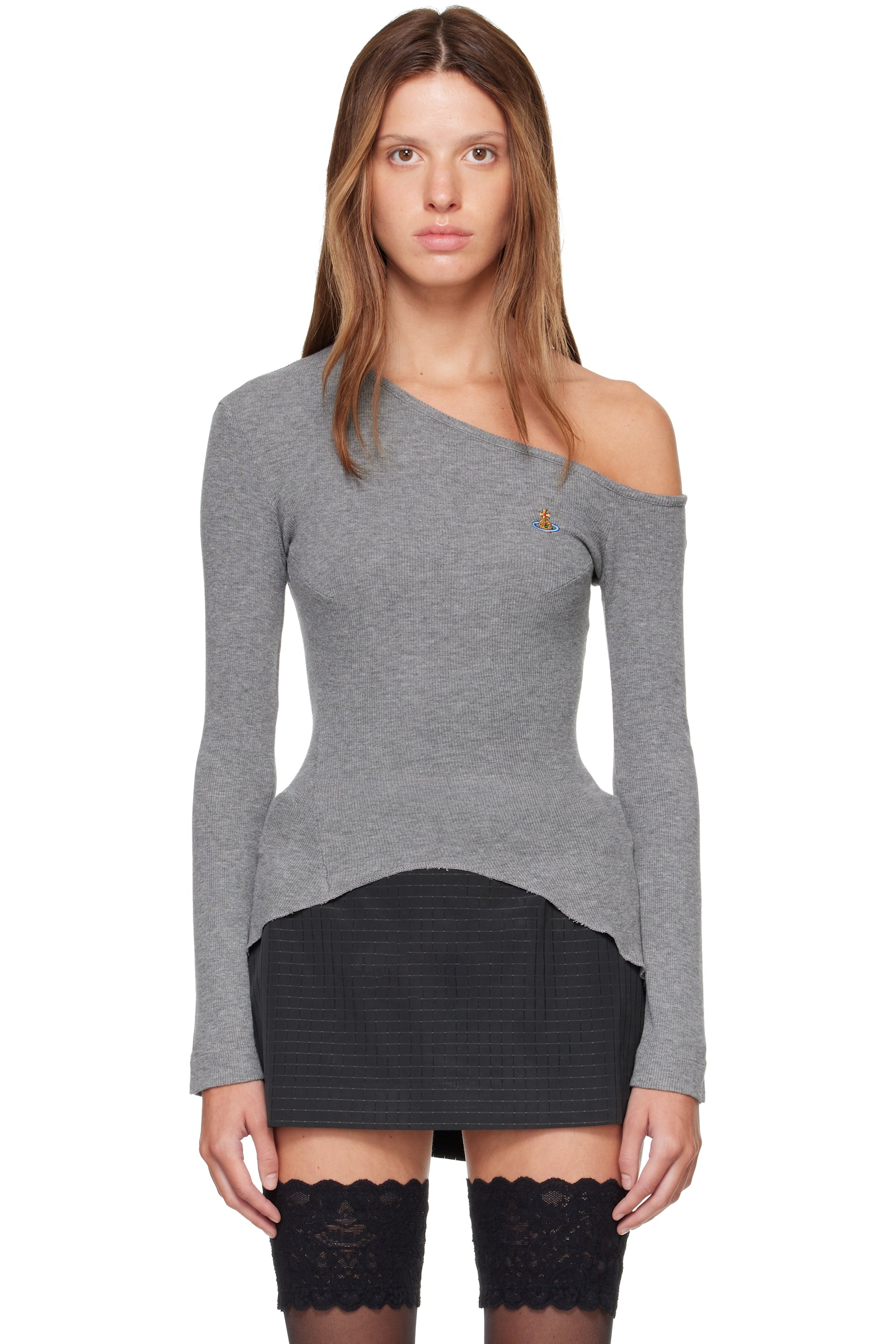 Vivienne Westwood - Gray Long Sleeve Orgy Shoulder T-shirt