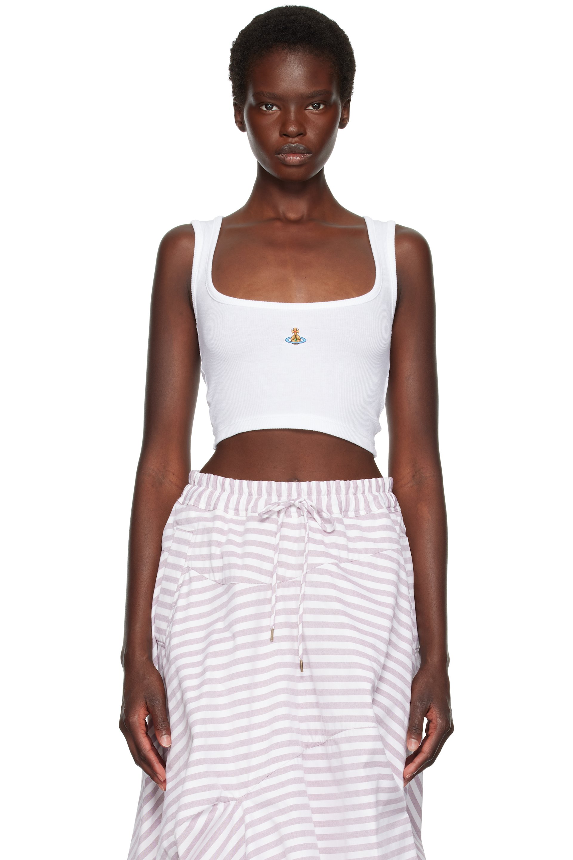 Vivienne Westwood - White Cropped Rib Tank Top