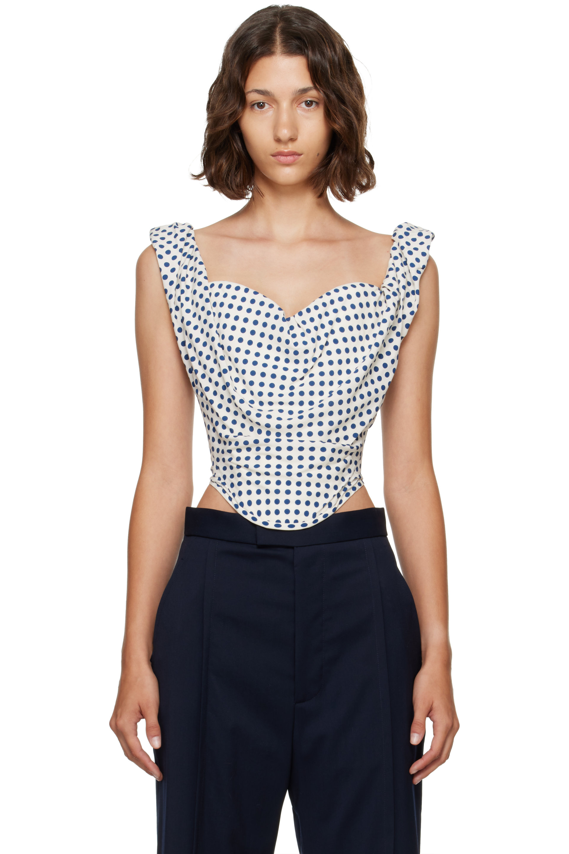 Vivienne Westwood - White & Navy Sunday Corset Top