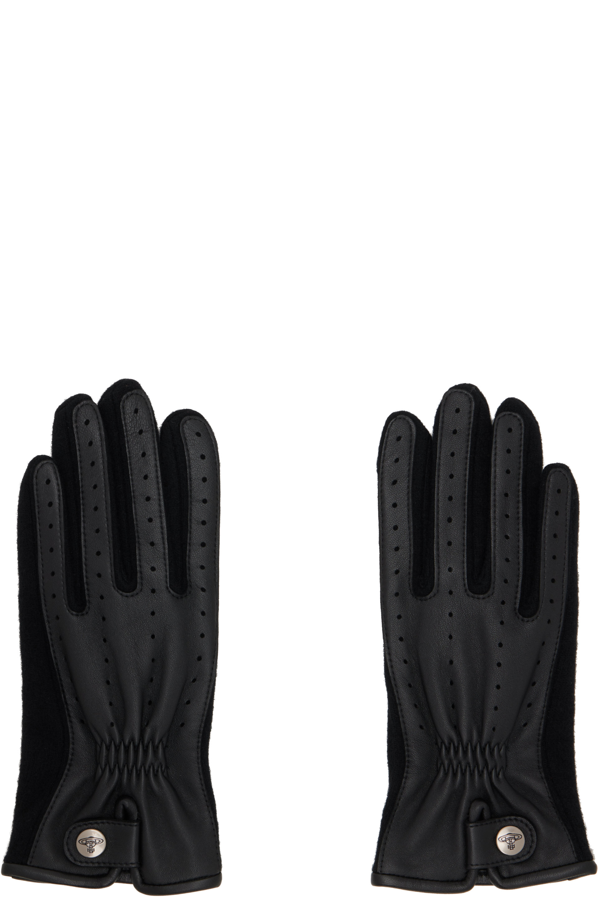 Vivienne Westwood - Gants noirs en cuir et en laine
