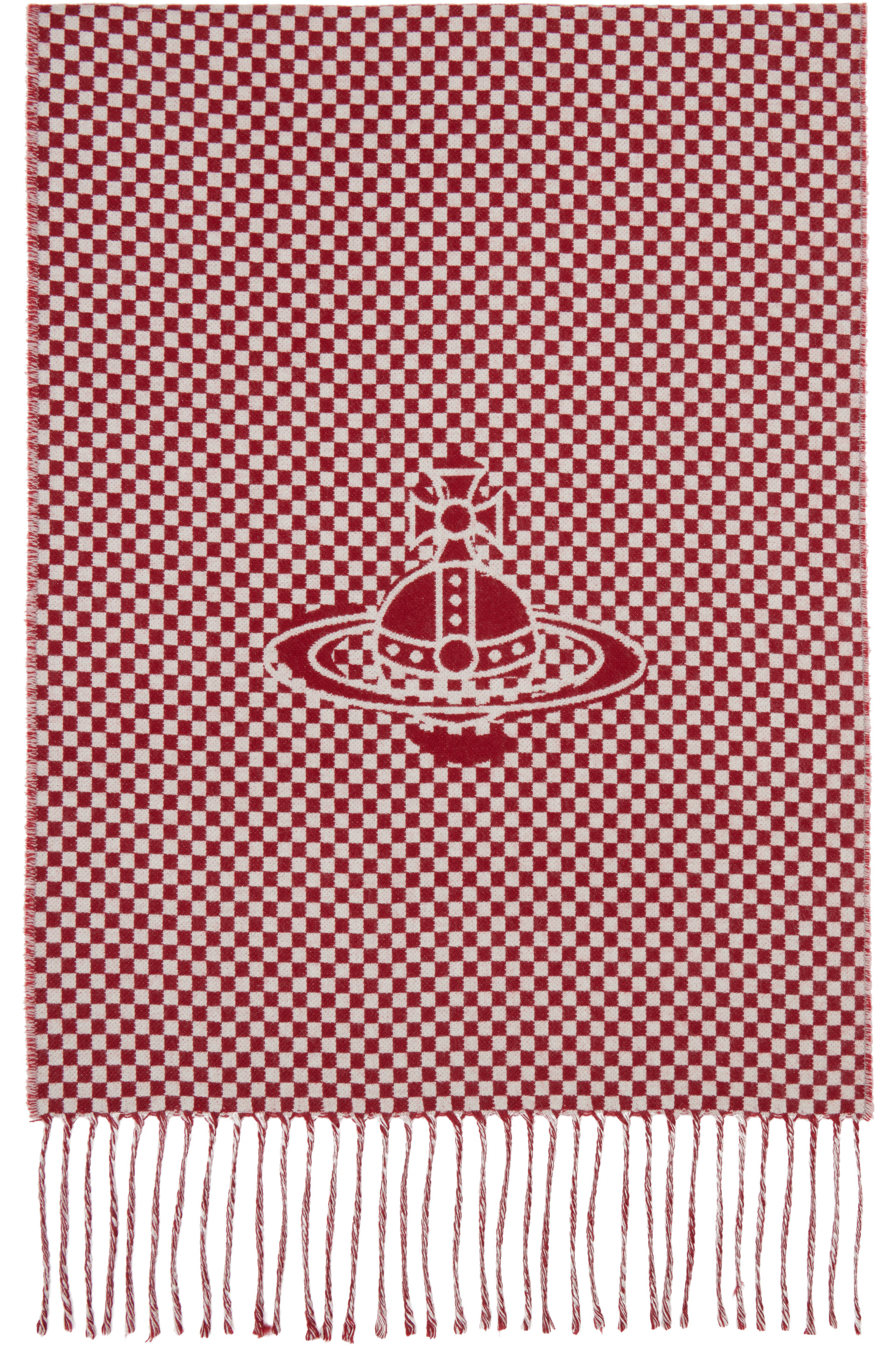 Vivienne Westwood - 红色 & 白色 Checkmate 围巾