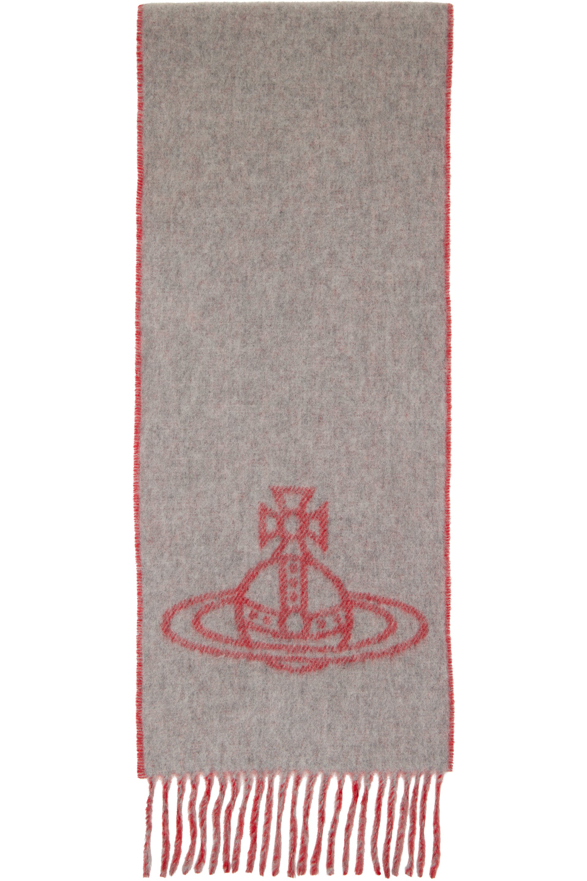 Vivienne Westwood - Écharpe rouge et gris en flanelle double face